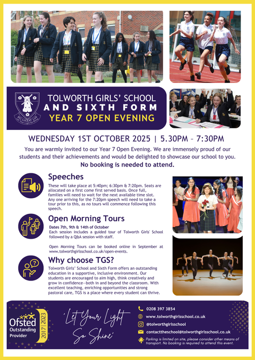 Year 7 Opening Evening — Tolworth Girls' School & Sixth Form