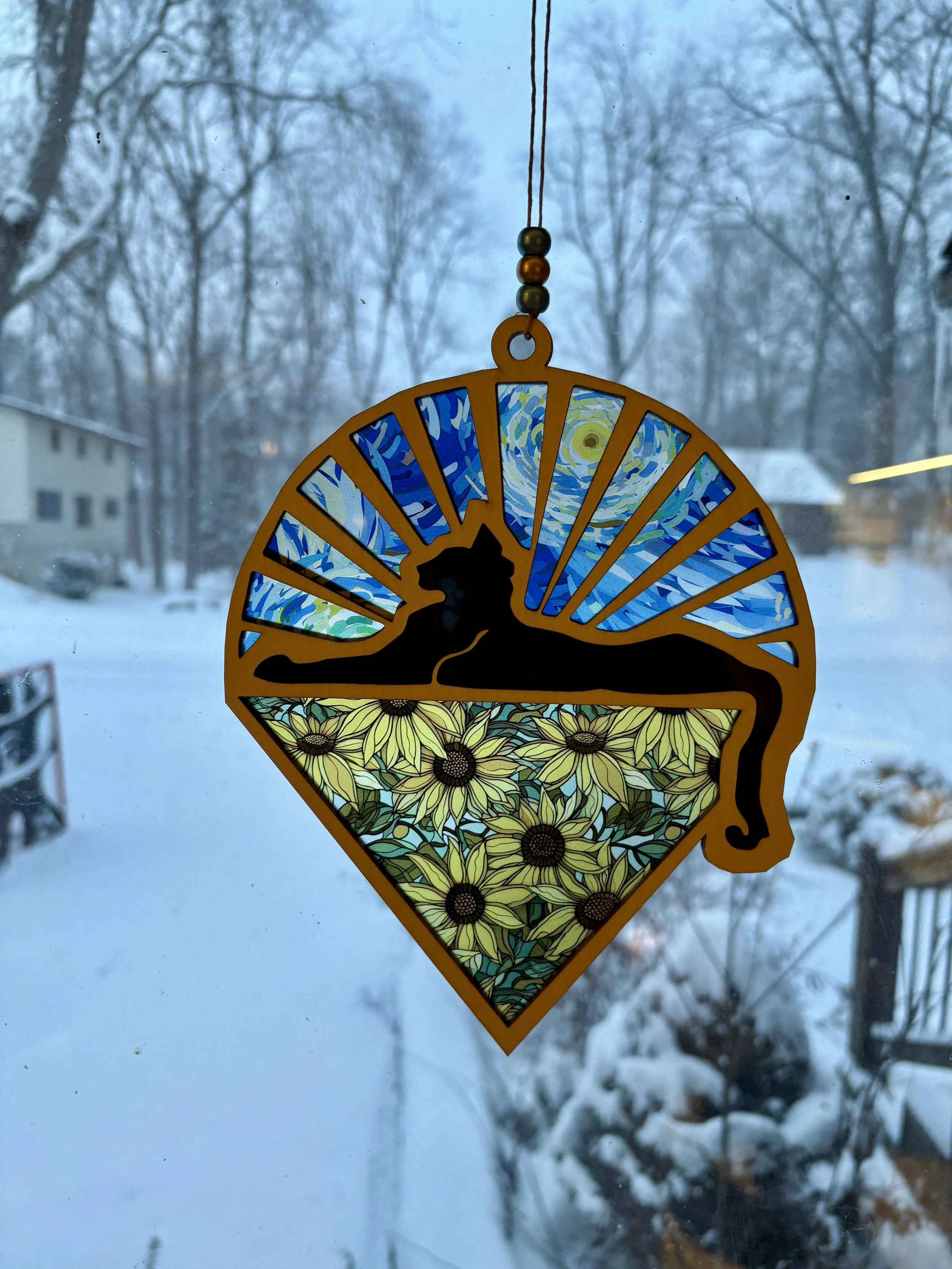 Cat Suncatcher - Van Gogh Sunflowers (9 x 7")