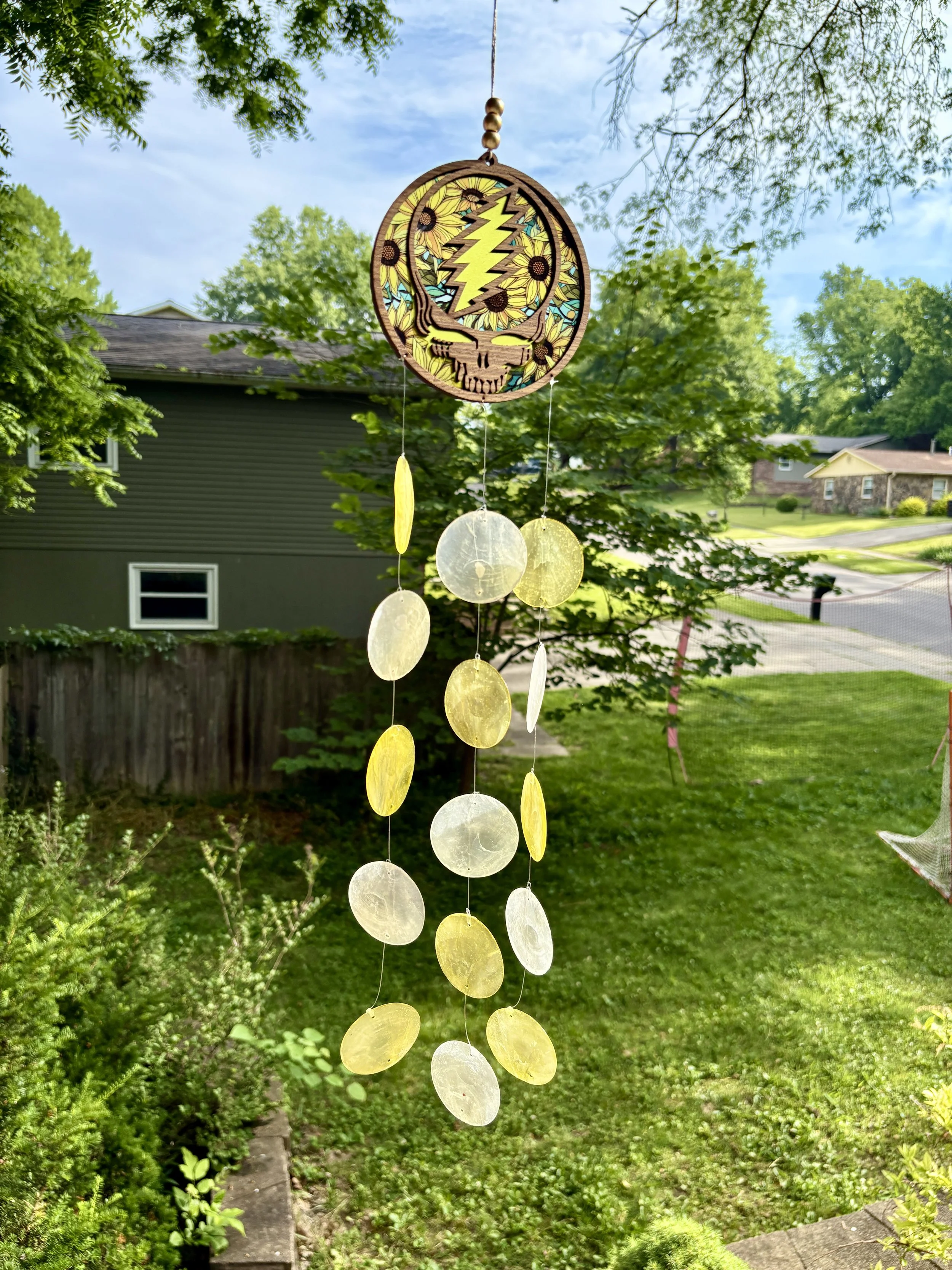Sunflower Stealie Wind Chime  (5 x 26")