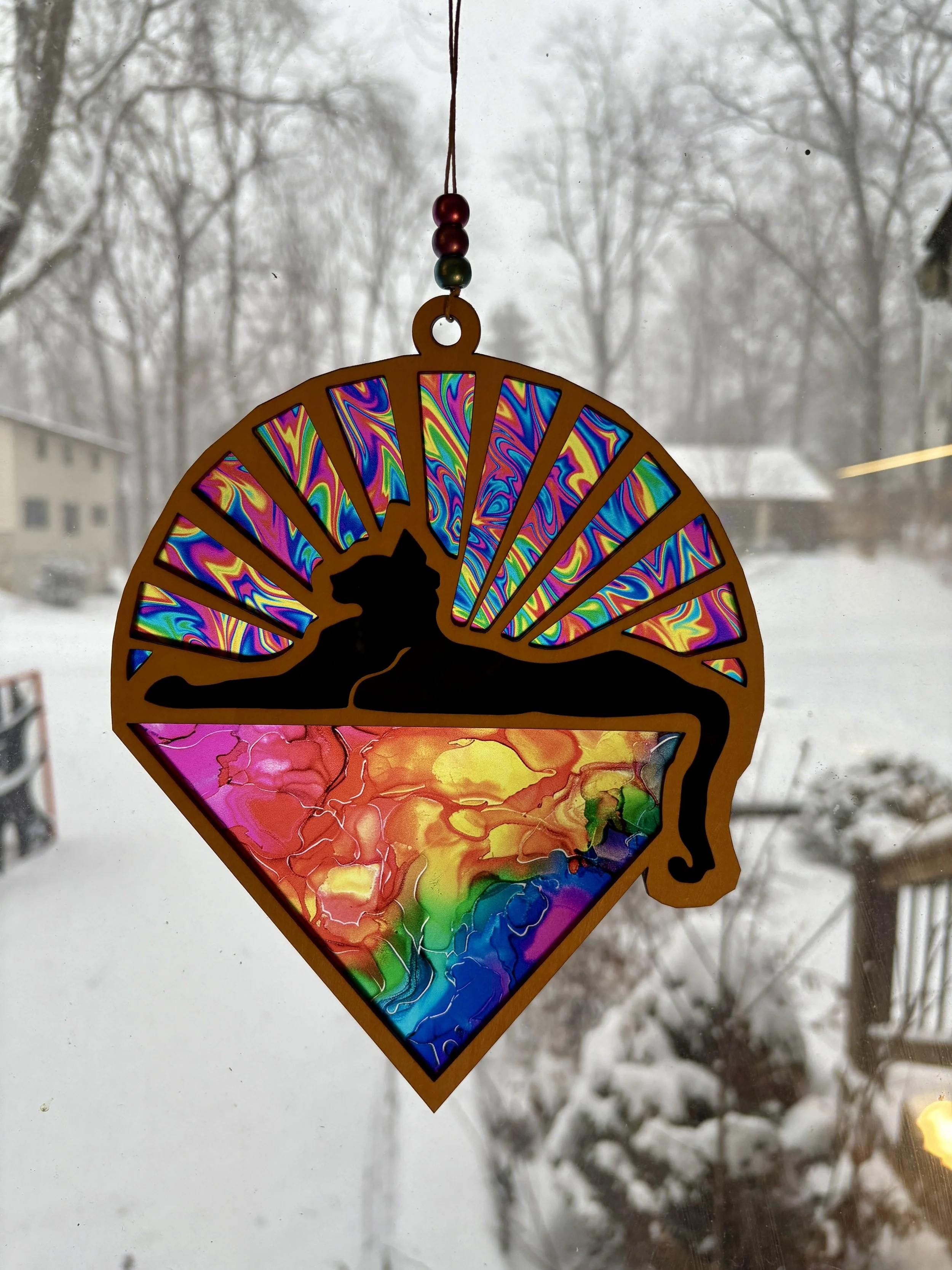 Cat Suncatcher - Psychedelic Rainbow (9 x 7")