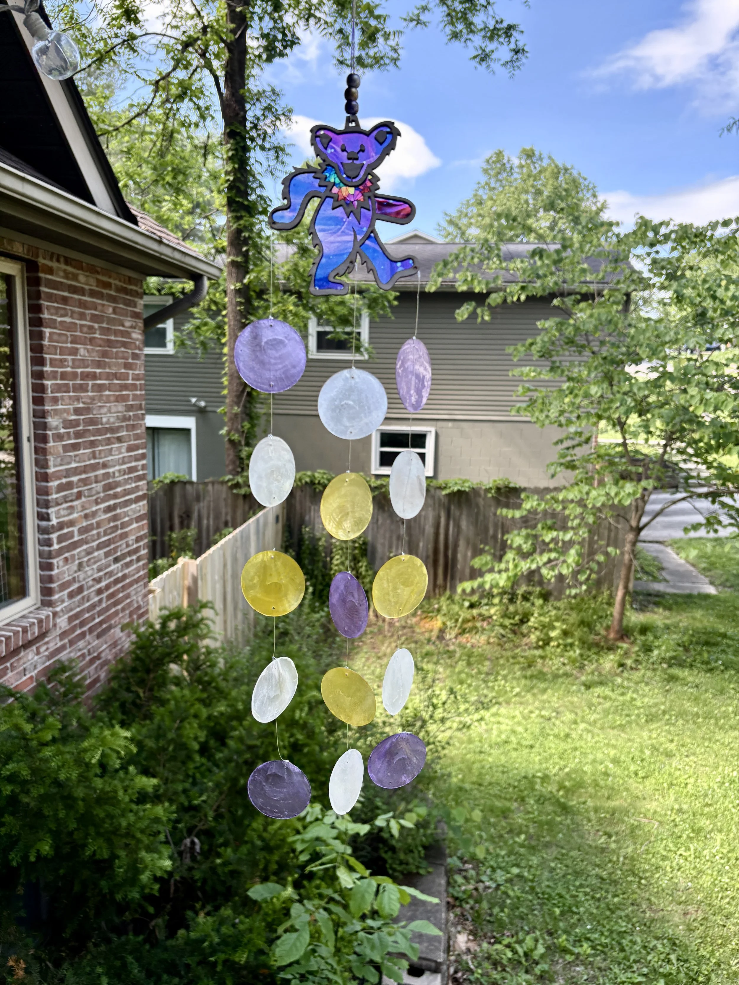 Purple Dancing Bear Wind Chime  (4 x 26")