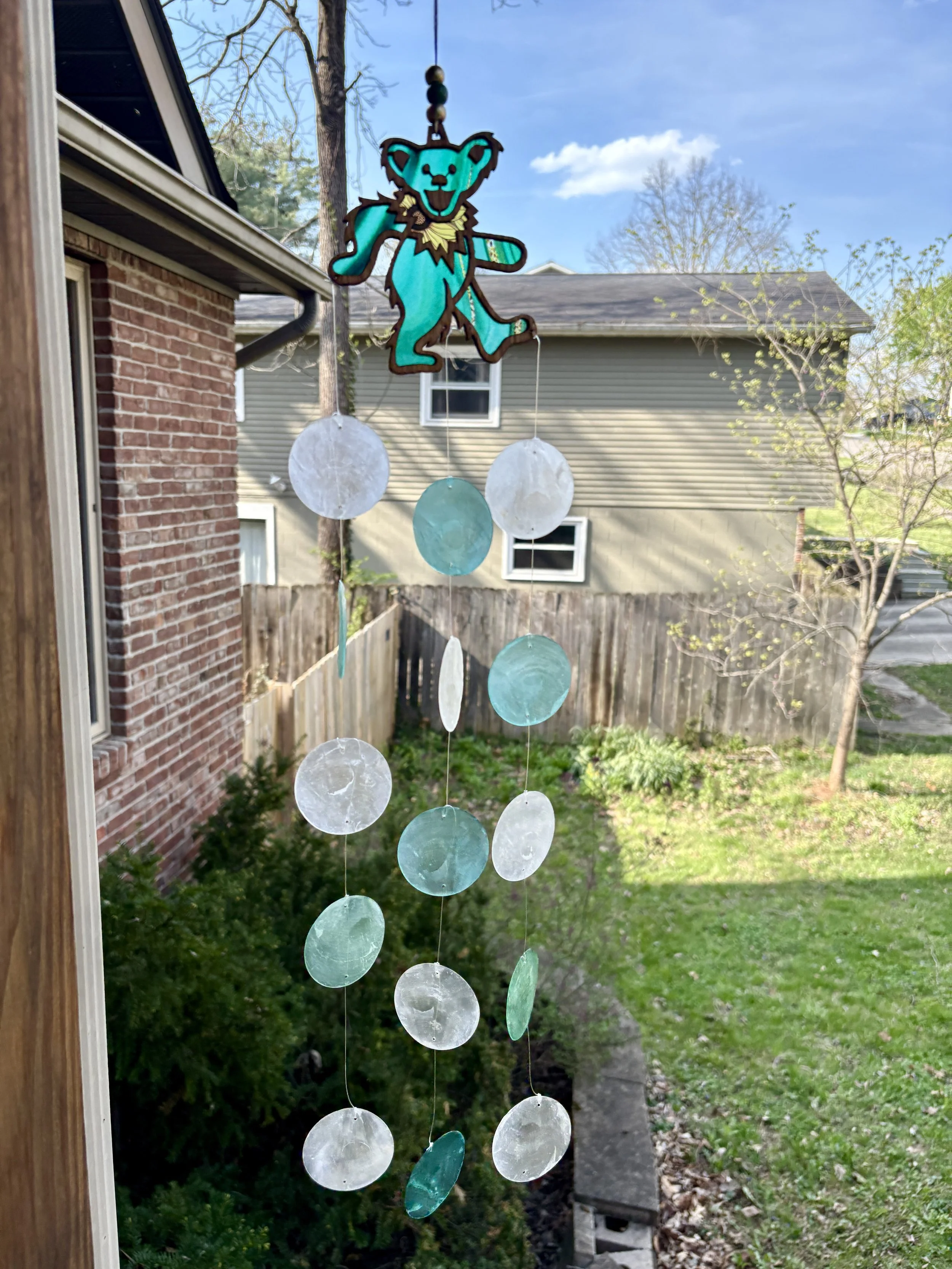 Jade Dancing Bear Wind Chime  (4 x 26")