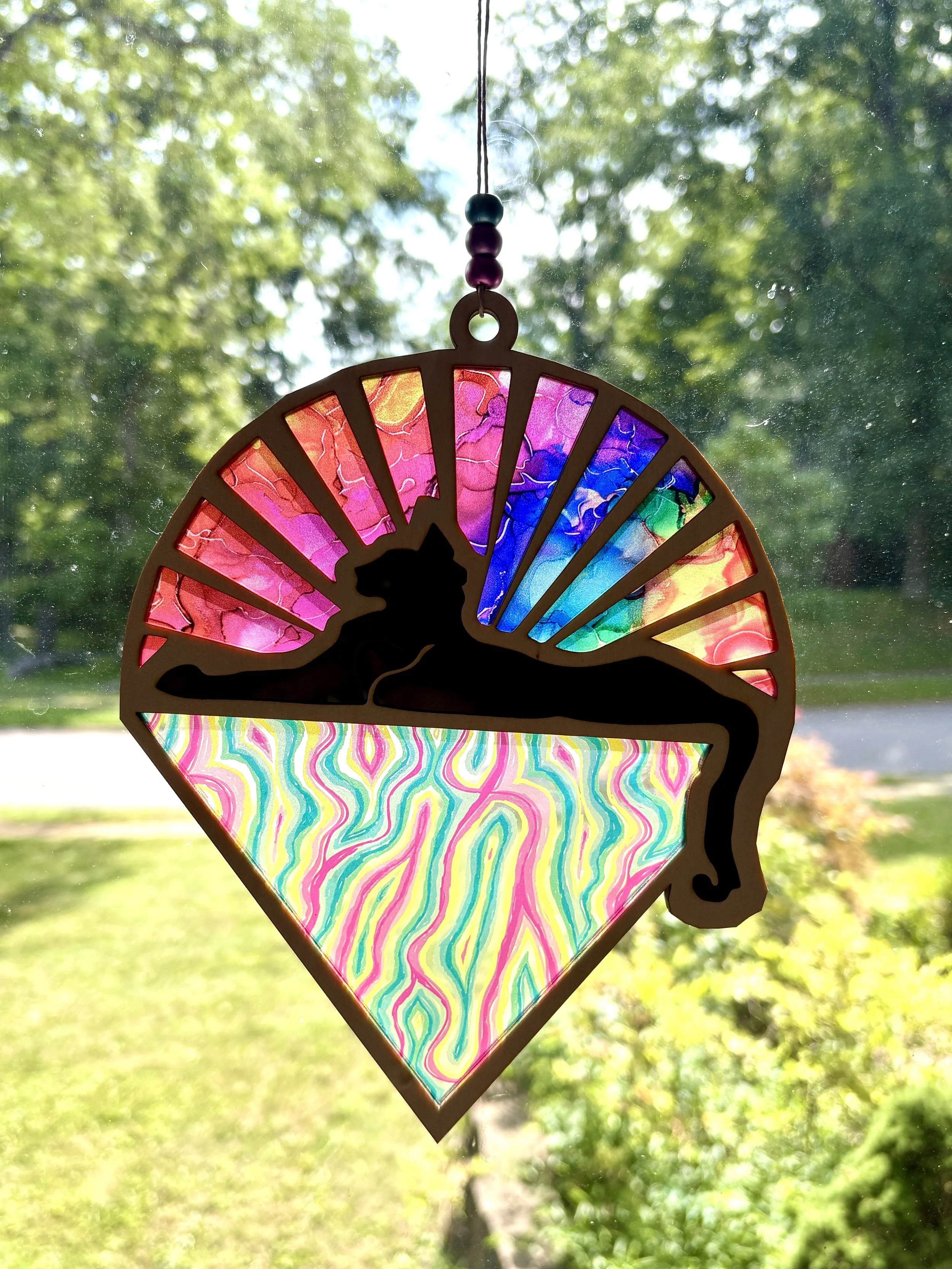 Cat Suncatcher - Rainbow Waves (9 x 7")