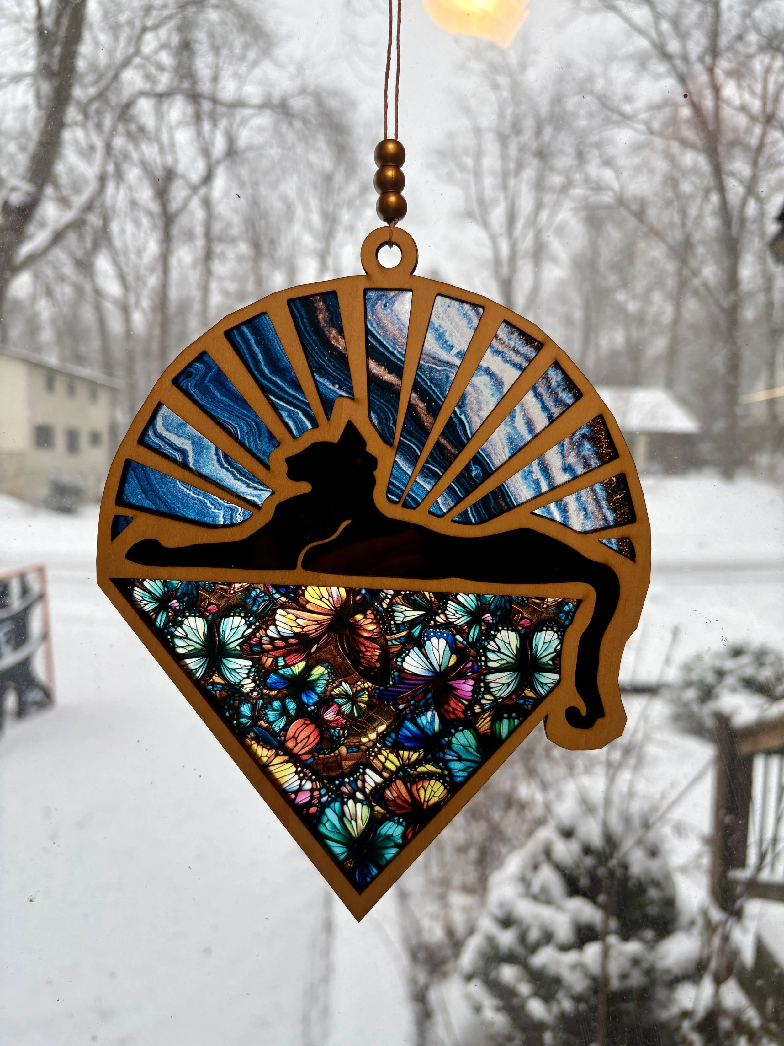 Cat Suncatcher - Butterflies (9 x 7")