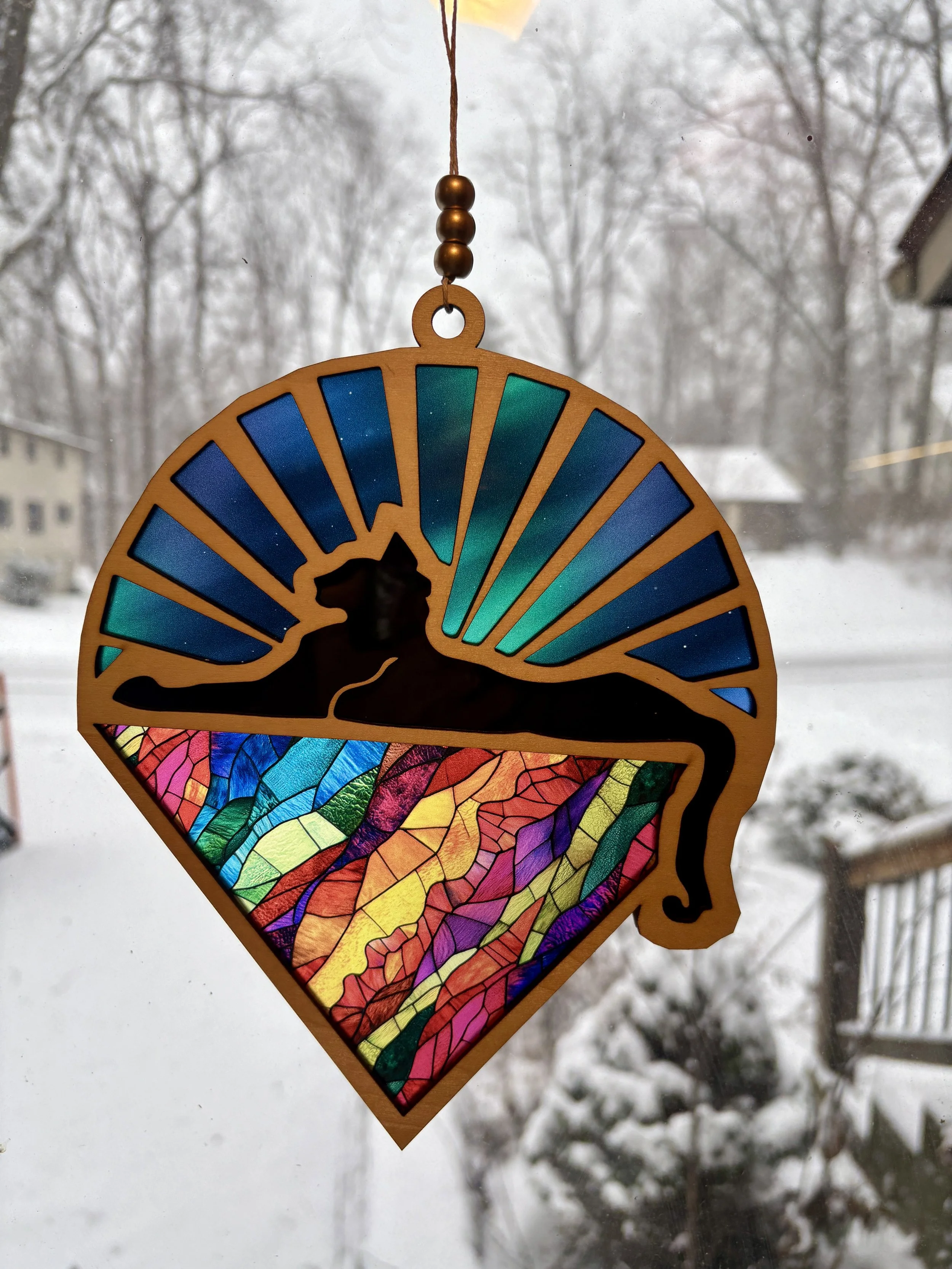 Cat Suncatcher - Northern Lights (9 x 7")