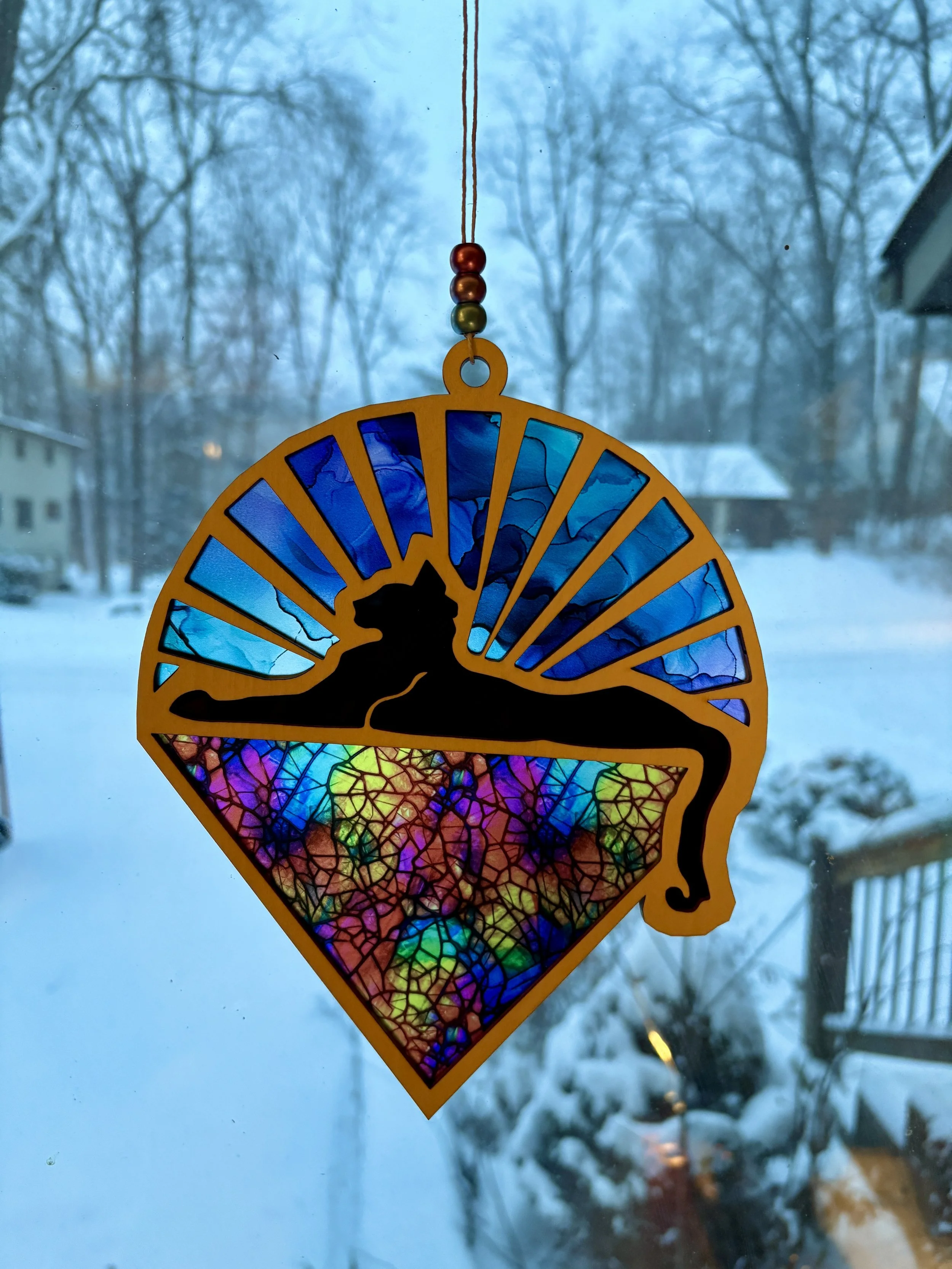 Cat Suncatcher - Fractured Rainbow (9 x 7")