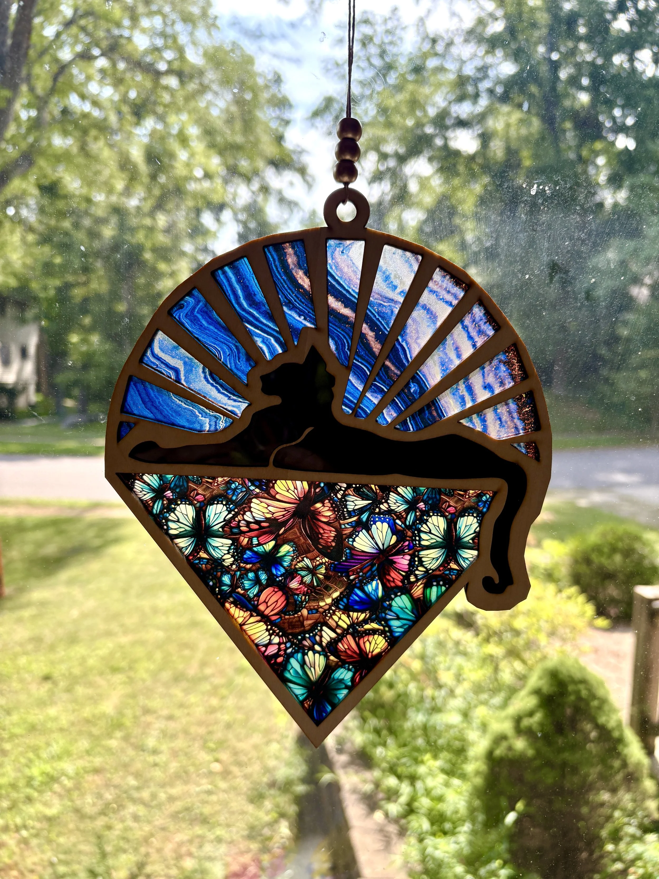 Cat Suncatcher - Butterflies (9 x 7")