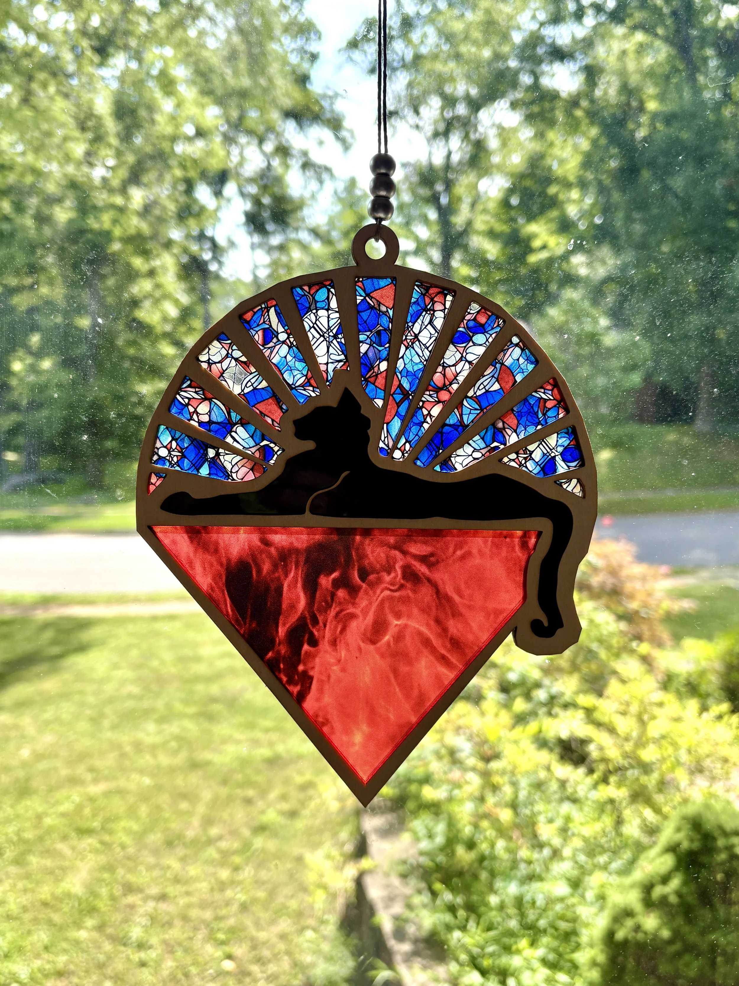 Cat Suncatcher - Red, White & Blue (9 x 7")