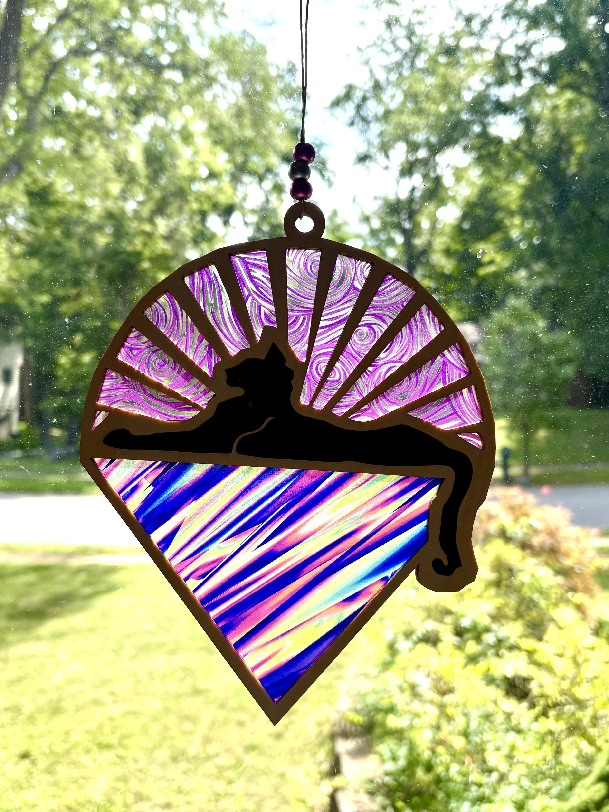 Cat Suncatcher - Purple Swirl (9 x 7")