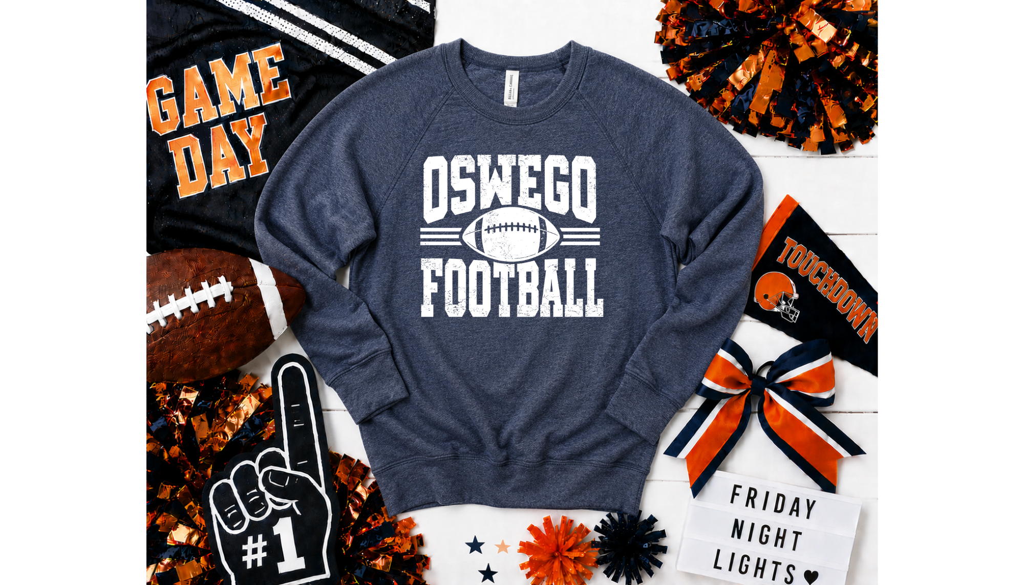 Distressed Oswego Baseball - Adult Bella & Canvas
