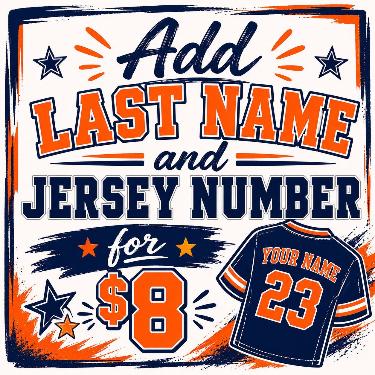 ADD NAME AND NUMBER - 1 PER ITEM