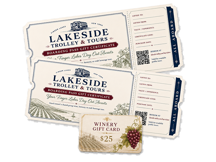 Two Lakeside Trolley gift certificates with a $25 winery gift card prize