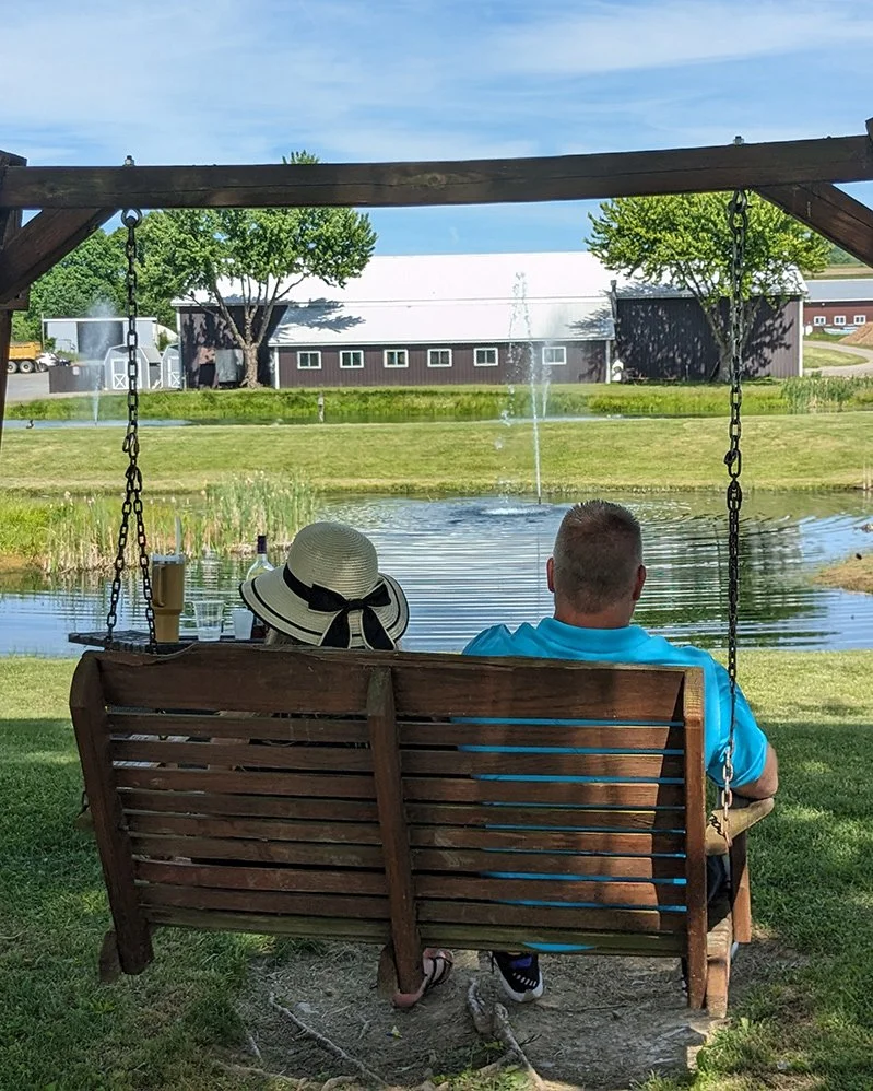 Enjoying a Finger Lakes vineyard with scenic views