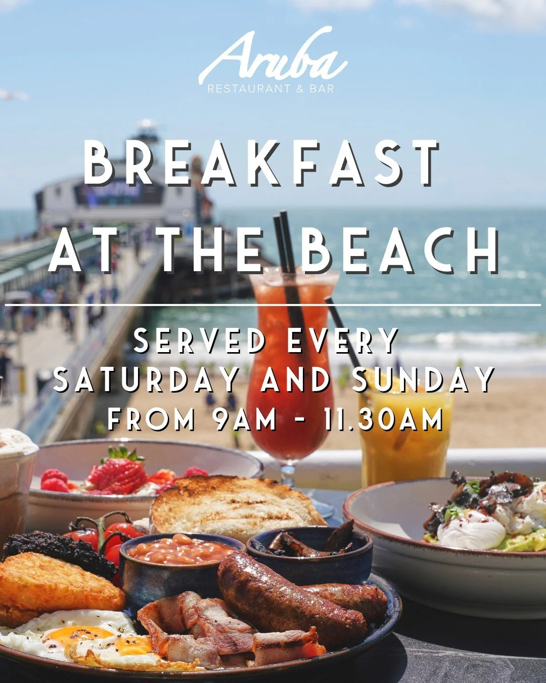 Breakfast served every Saturday and Sunday 9am-11.30am!🍳🥞
Get a seat with the best view in Bournemouth😍
Also, Grab yourself a coffee and cake deal for only £5.95!☕🍰