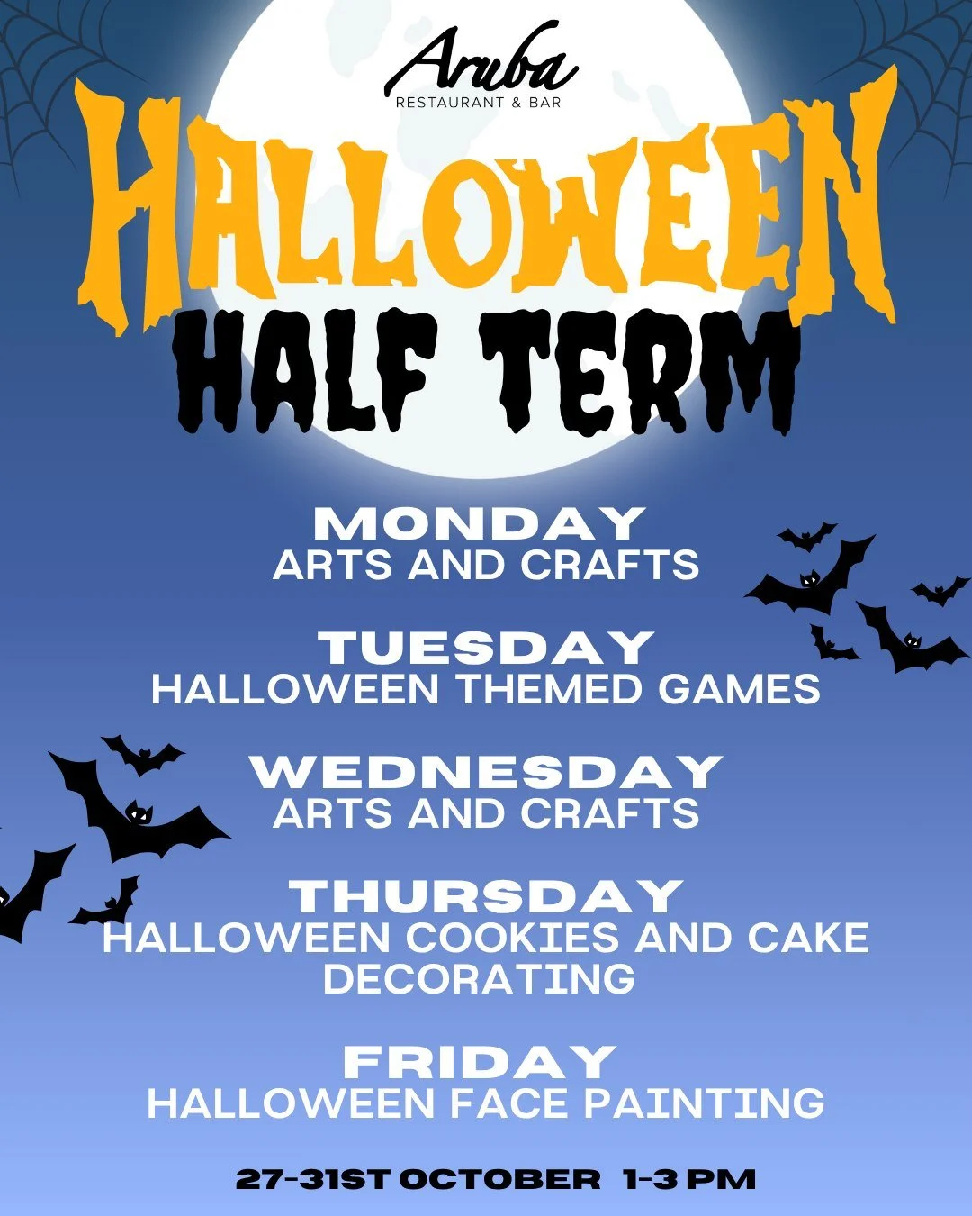 🎃Join us today for Spooky Arts and Crafts 👻
Join us this Halloween Half Term for FREE arts & crafts, face painting, cookie decorating & more! 🍪🖌️
📅 27th–31st October
🕐 1–3pm
No tricks, just treats. See you there! 🧙‍♀
