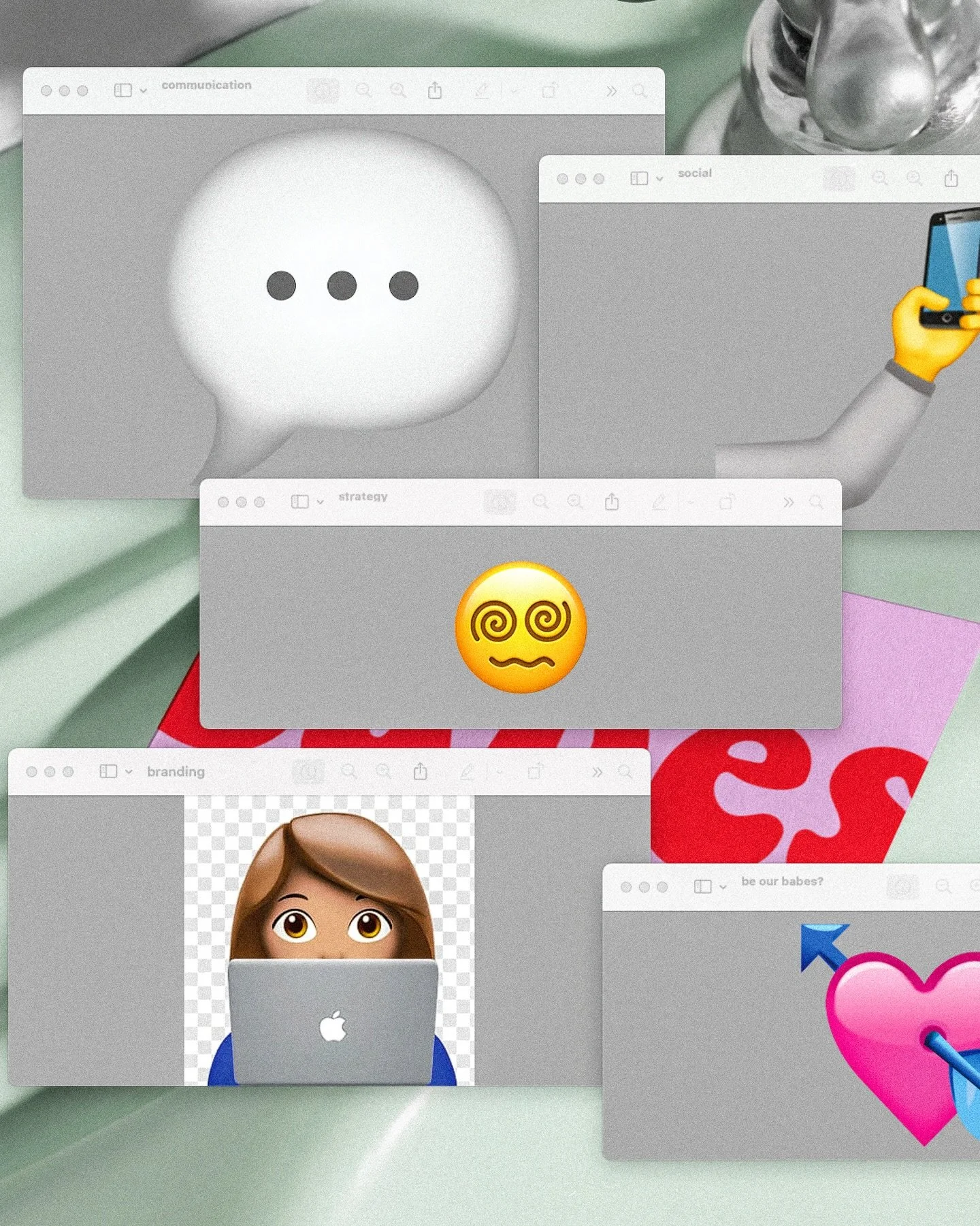 Book a babes workshop when it comes to: Strategy. Branding. Rebranding. Social. Communicational Planning. 💘

Let&rsquo;s refine your brand&rsquo;s DNA together in our workshops.

Drop us a line: say@hey-babes.com #babesagency