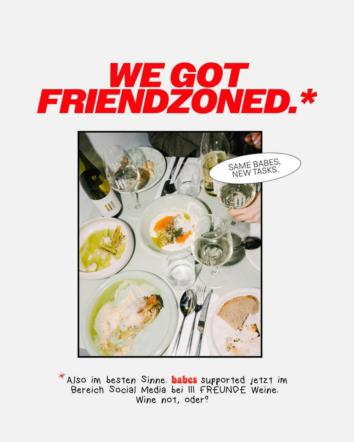 straight into the friendzone. Seit Anfang des Jahres betreuen wir @dreifreundeweine auch ganzheitlich auf Social. #babesagency