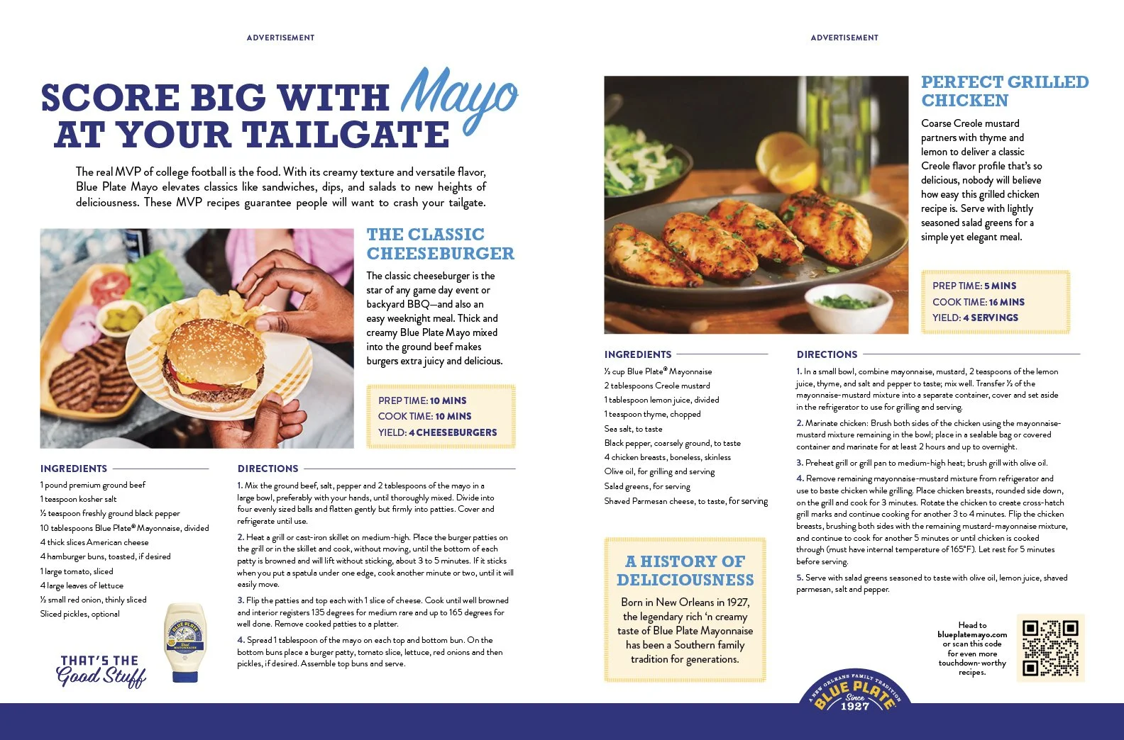 Advertorial mock spread for Blue Plate Mayonnaise