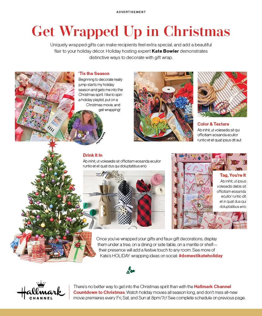 Advertorial mock page for Hallmark