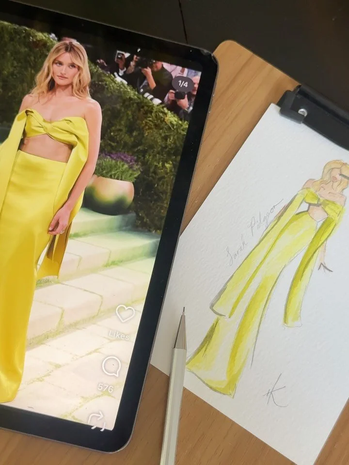 Still speechless&hellip;. @sarah__pidgeon in @loewe 💫

#michiganillustrator #metgala2026 #fashionillustrator