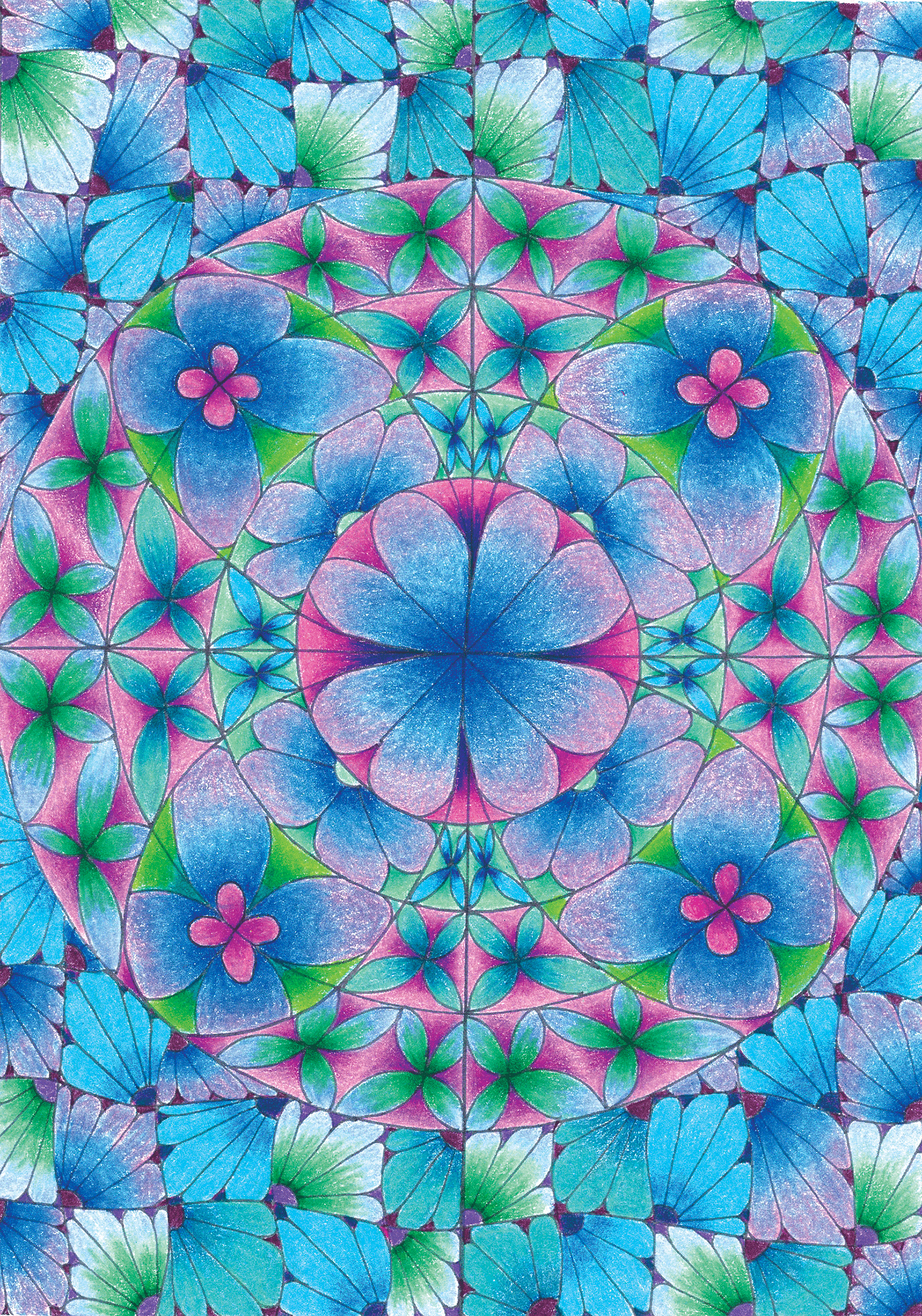 Last Blue, colored pencil on paper, 5.5”x8”