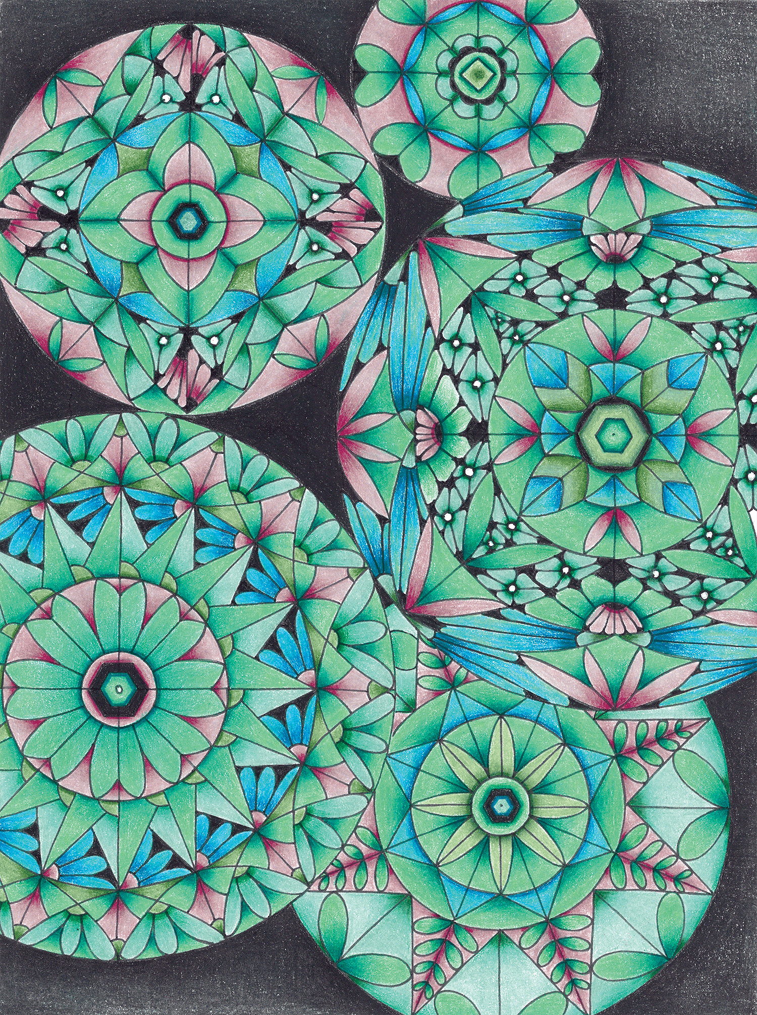 First Green, colored pencil on paper, 7”x10.5”