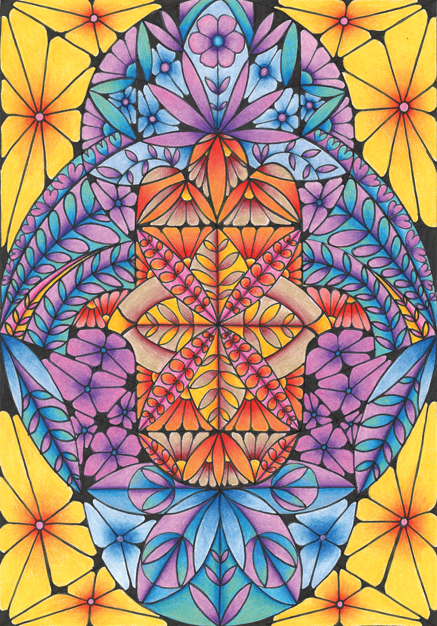 Golden Hour, colored pencil on paper, 7”x10”