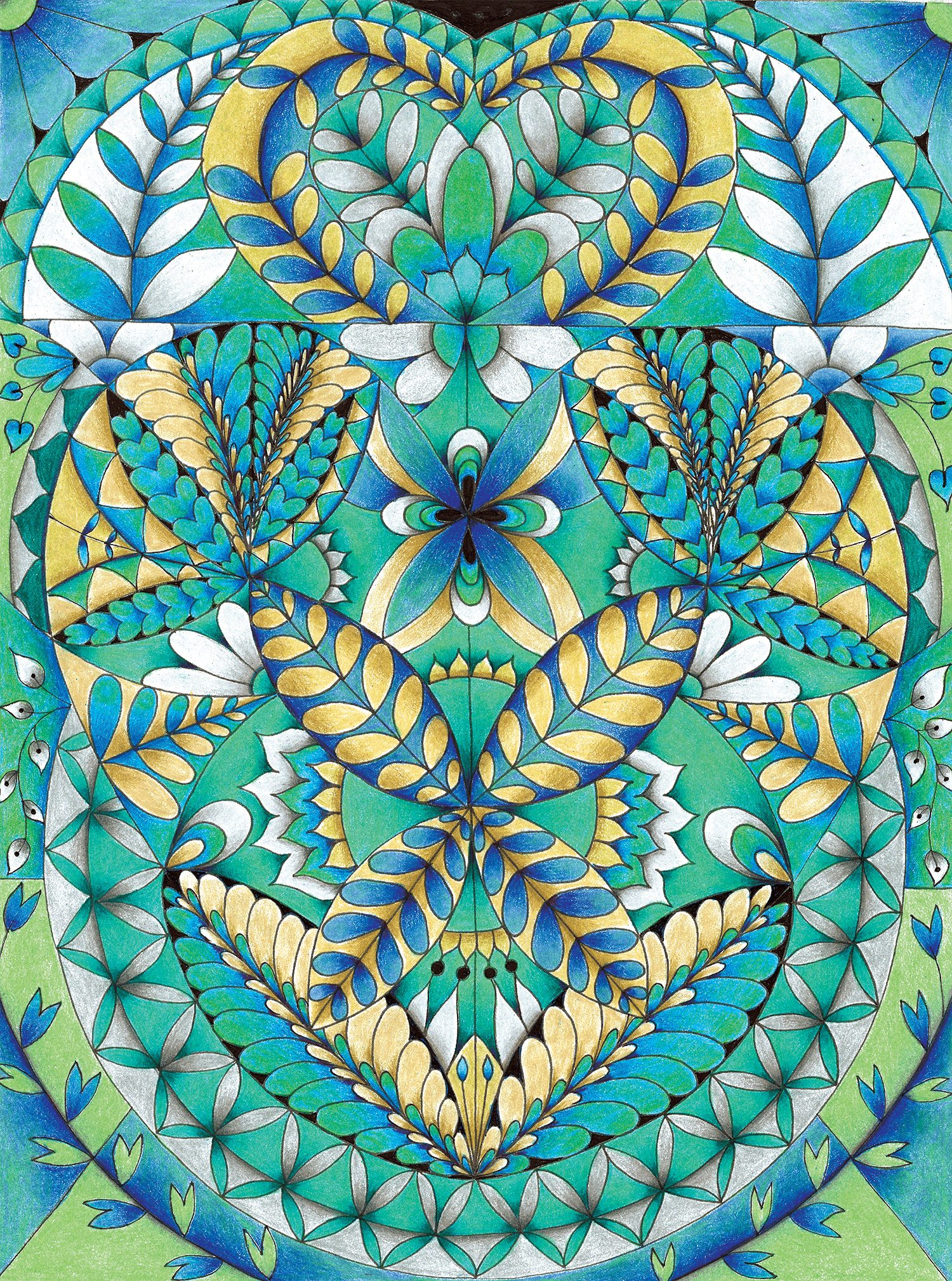 Dreaming of Carolina Blue Skies, colored pencil on paper 9x12"