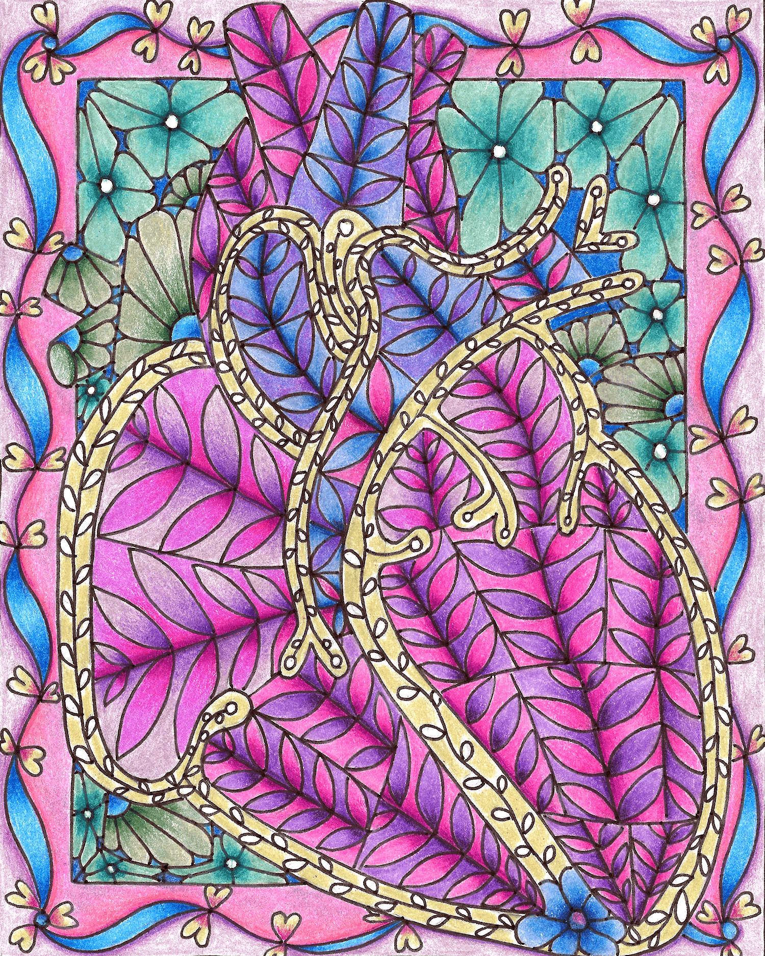 The Coolest Heart, colored pencil on paper, 9x12"