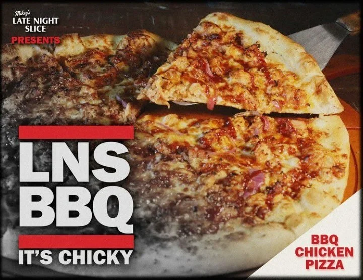 Let Mikey&rsquo;s handle the grilling and order the LNS BBQ It&rsquo;s Chicky TODAY! We combine the classic flavors of BBQ Sauce, Smoked Chicken, Red Onions, and Cheddar Cheese&hellip; but on a pizza. No dishes necessary, cookout not required.

Avail