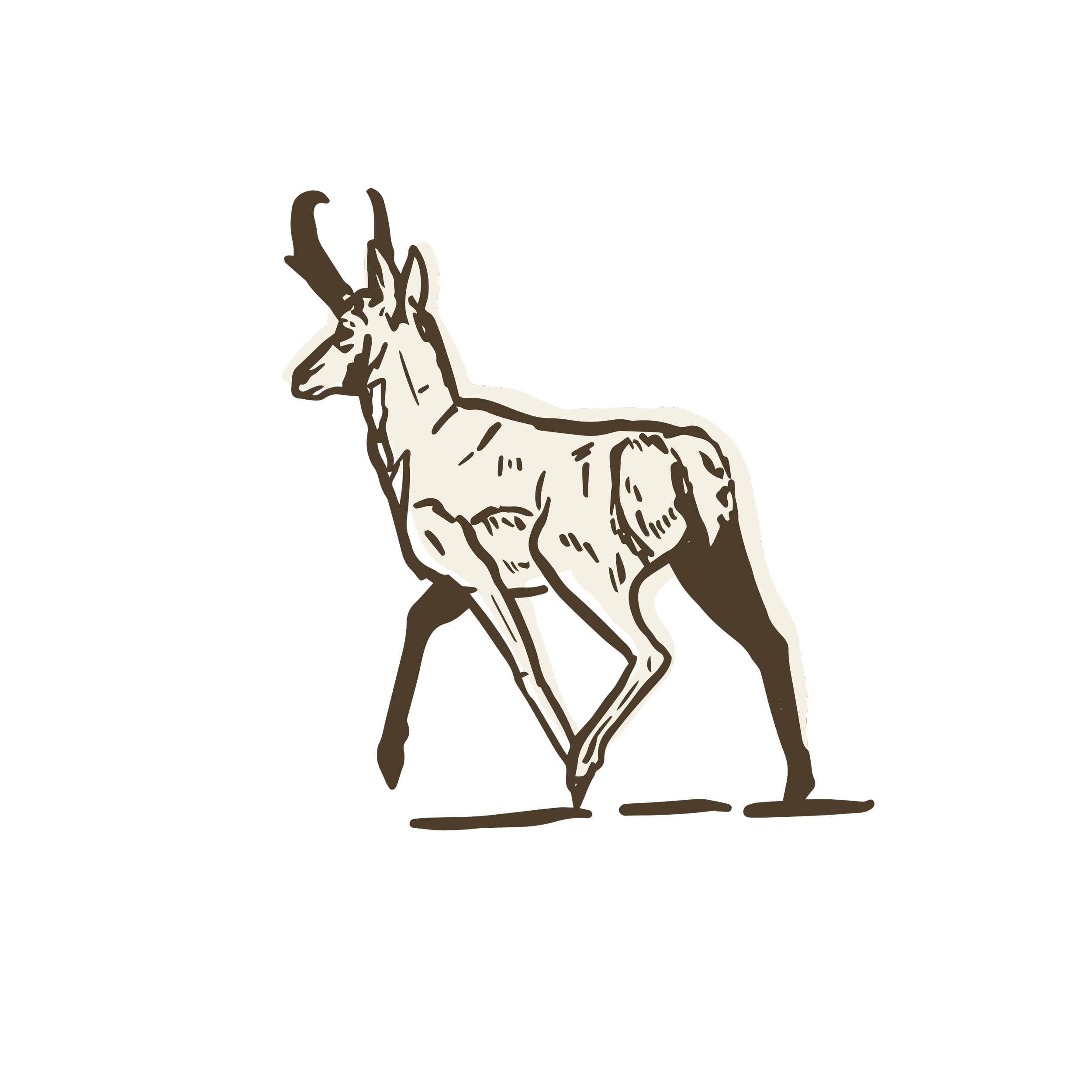 Illustration of a stoic antelope standing on a black background.