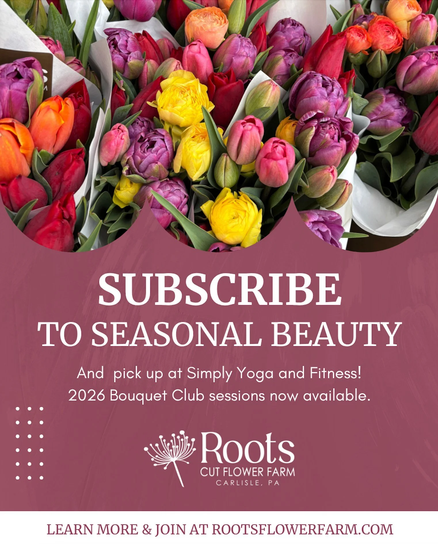 🌨 Does all that white stuff out there have you dreaming of some color? 

💐 Remember we are a pick up location for @rootsflowerfarm's 2026 Bouquet Club, and sessions are open now!

🌼 Sign up now to enjoy the beauty, color, and amazing team effort t