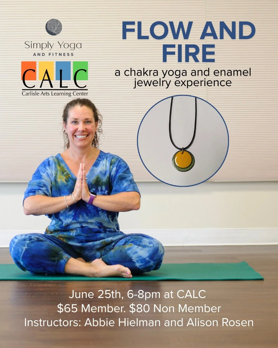 🧘🔥FLOW &amp; FIRE: A CHAKRA YOGA AND ENAMEL JEWELRY EXPERIENCE

📍Carlisle Arts Learning Center
🗓 June 25th, 6:00-8:00pm

Move. Align. Create.

In this one-of-a-kind evening, you'll journey through the chakras in a guided, easy yoga and meditation