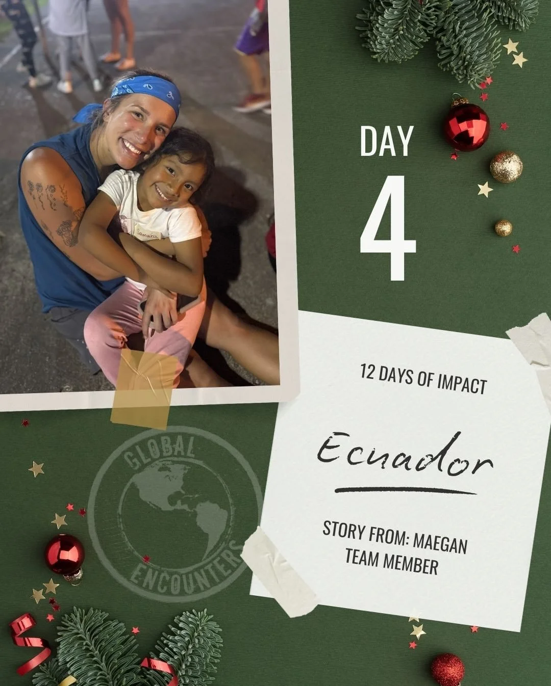 Day 4 of 12 Days of Impact we're featuring Maegan a team member who joined our Ecuador trip as she reflects on how Global Encounters has impacted her life through teaching kids.  #globalencounters #ecuador #kidsministry #12daysofimpact