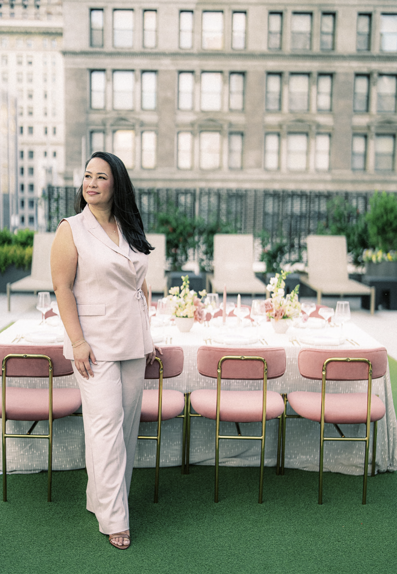Editorial brand shoot for KMC Weddings and Design on a downtown rooftop in Cincinnati