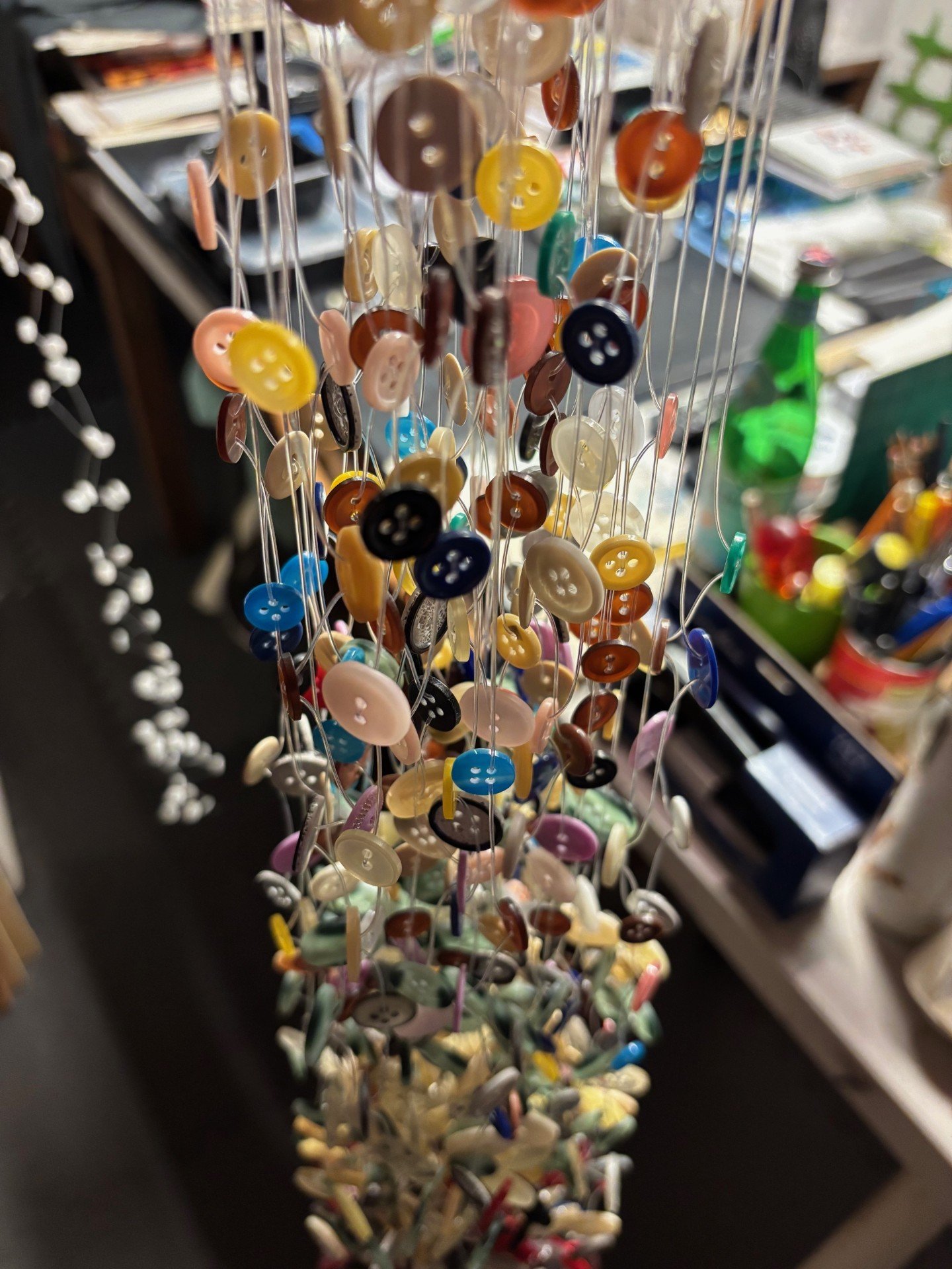 Thousand Buttons, in progress
2025
Buttons, fishing line, mixed media
5' x 4" x 4"