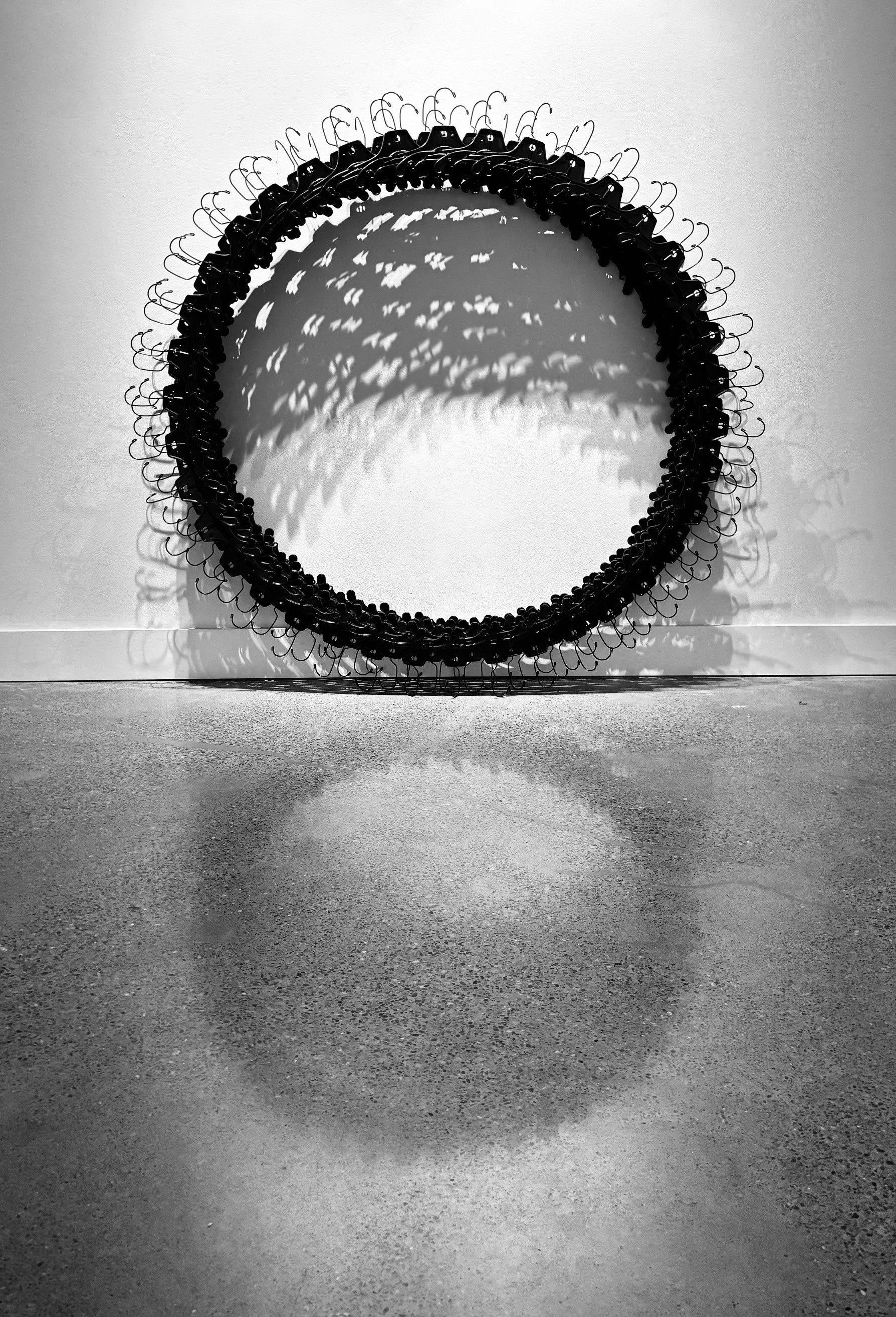 Circle of Life
2025
Hangers, cable ties, mixed media 
6' x 6' x 10"