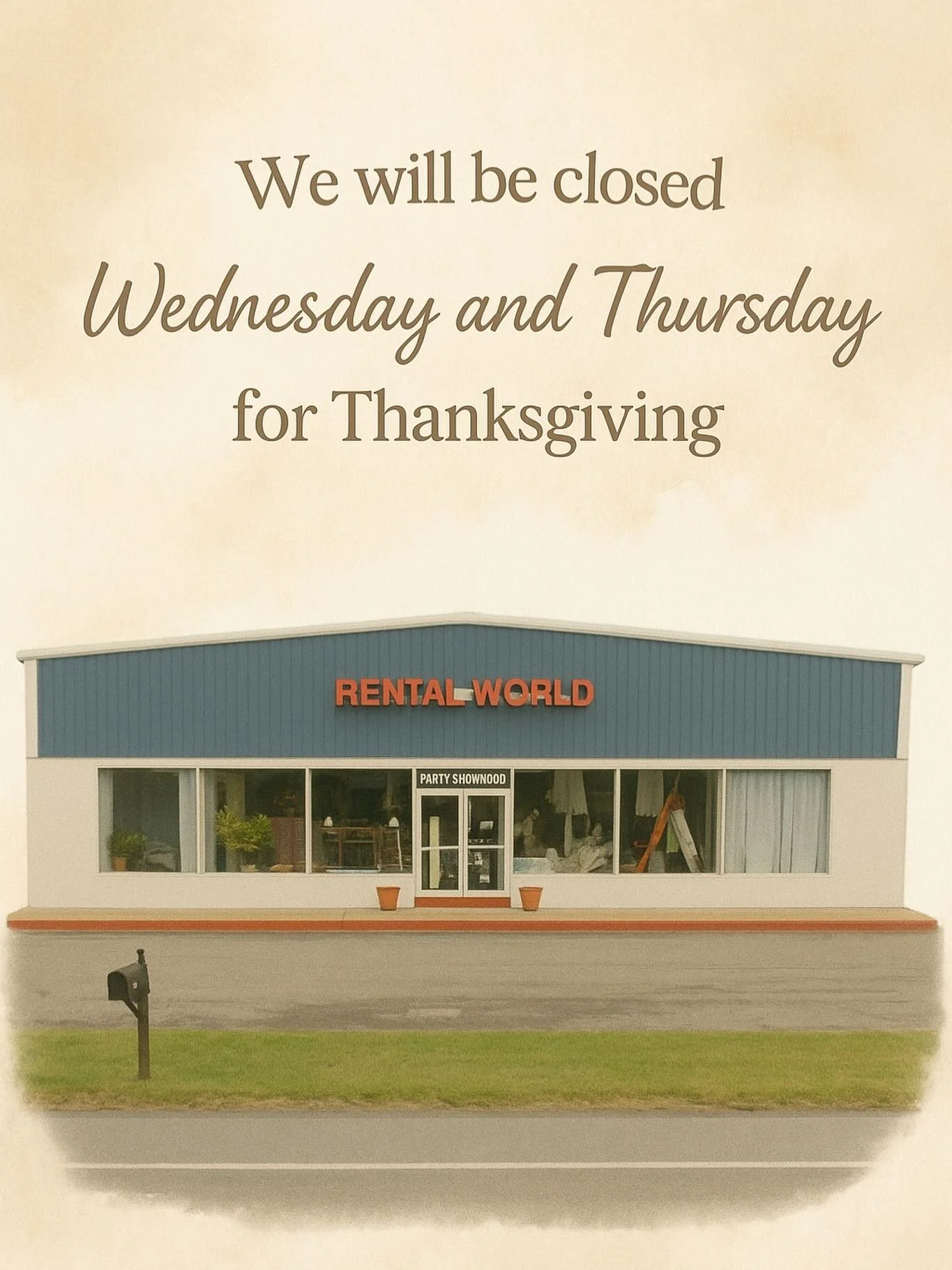 As we prepare for holiday rentals, we would like to remind you we are open Monday and Tuesday 9-5 for customer pick ups. We will be closed Wednesday and Thursday to enjoy the Thanksgiving holiday.
.
.
#rentalworldpa #eventsbyrentalworld #linenrentals