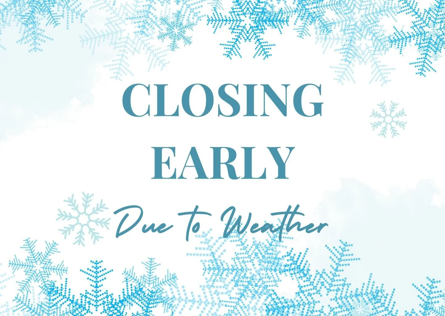 Rental World will close at 4pm today due to icy road conditions.  Please be safe!