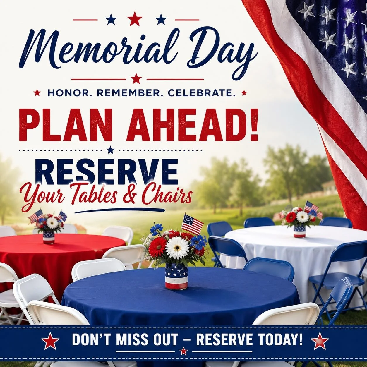 Inventory is going fast! Call us today and reserve your tables and chairs! 
.

.
#memorialday #tablesandchairs #rentalworldpa