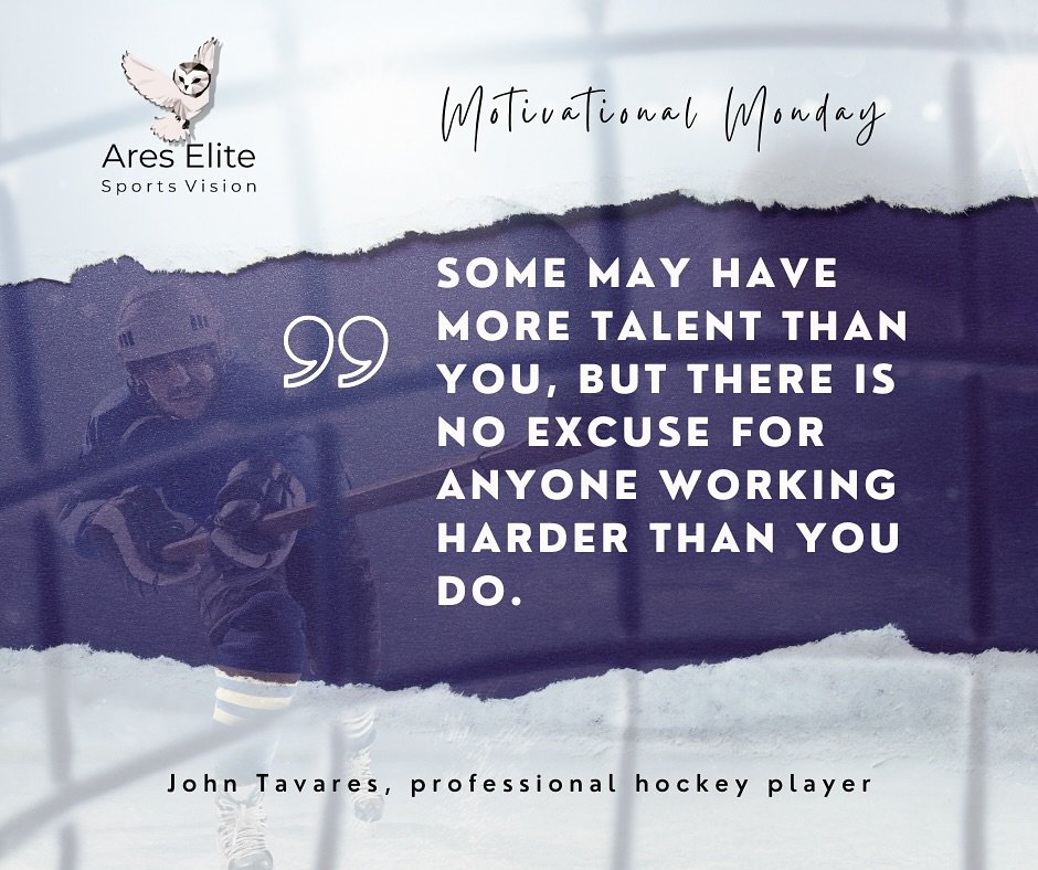 Motivational Monday: &ldquo;Some may have more talent than you, but there is no excuse for anyone working harder than you do.&rdquo; - John Tavares, professional hockey player

#MotivationalMonday #quotes #athletes #AresEliteSportsVision #AresElite #