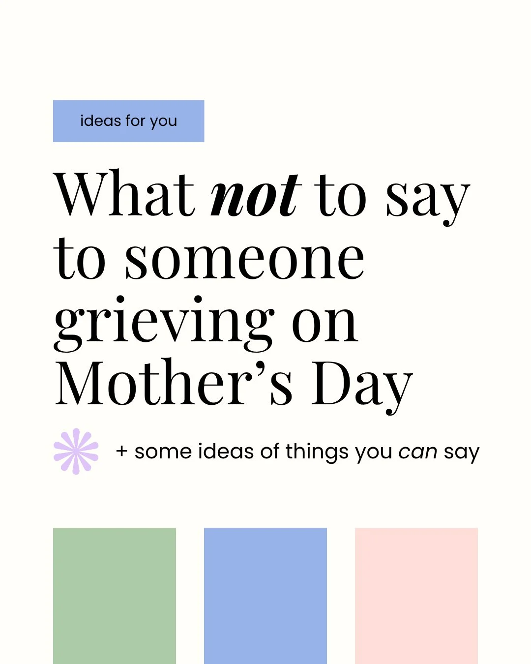 Mother's Day is not happy for everyone.⁠
⁠
It can be brutal if you've lost your mother. If you've lost a child. If you're struggling with infertility. If you've had miscarriages. If you're estranged from your mother. If your mother was absent or abus