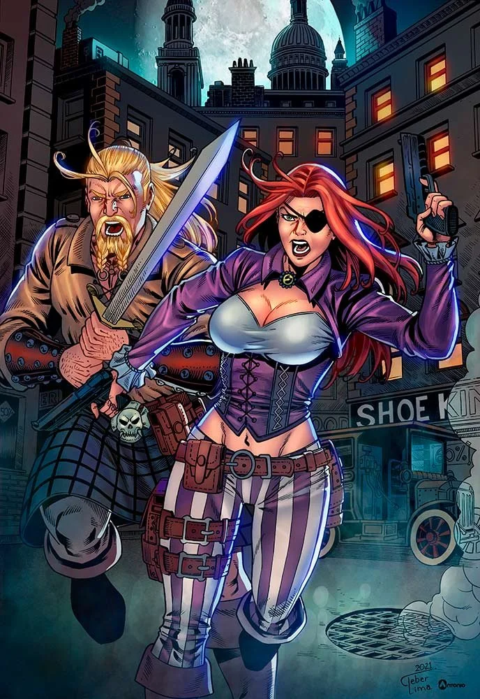 Mythica fan art of Magnus MacDracken and Riley Scott by artists Cleber Lima and Antonio Diaz