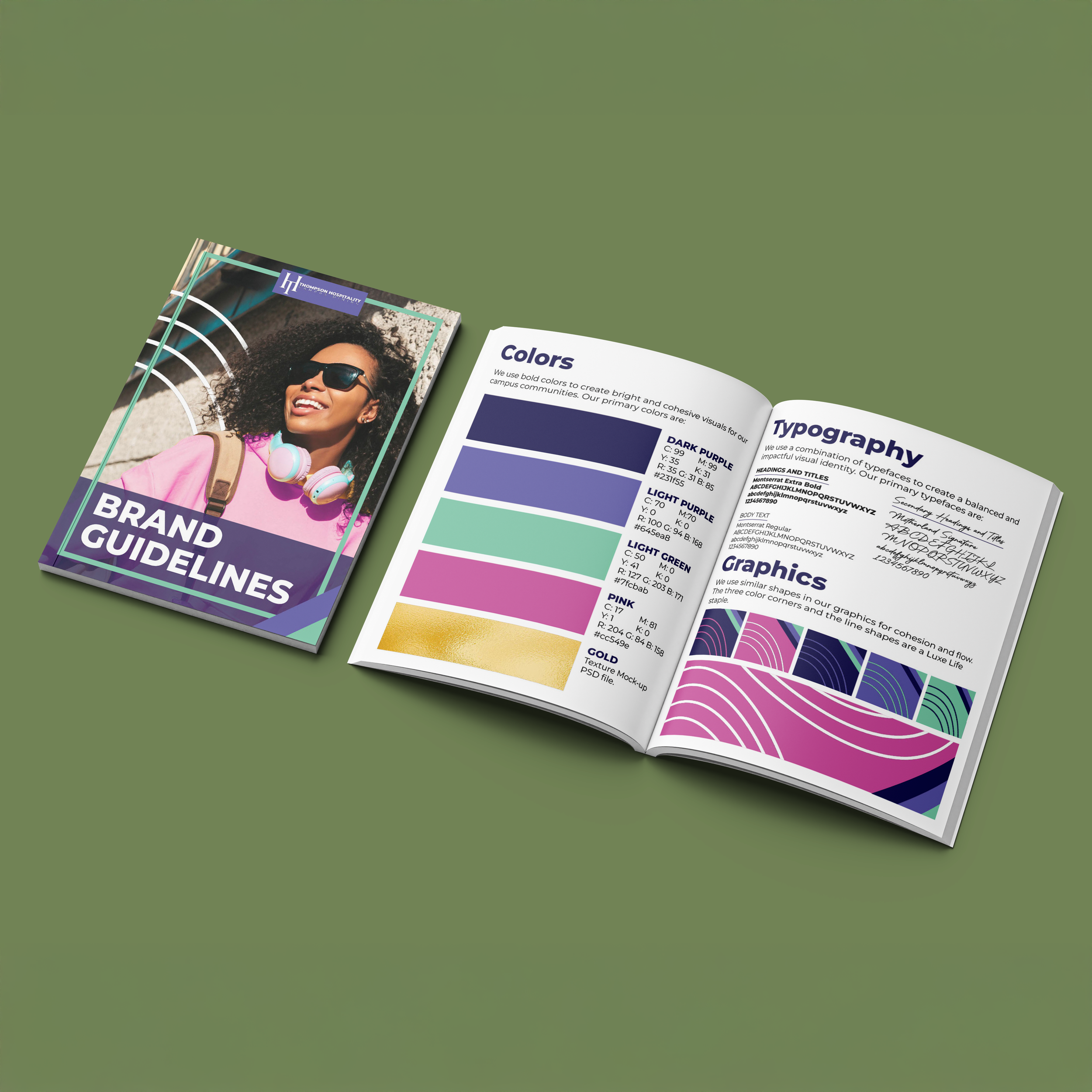 Booklet of Thompson Hospitality's brand guide.
