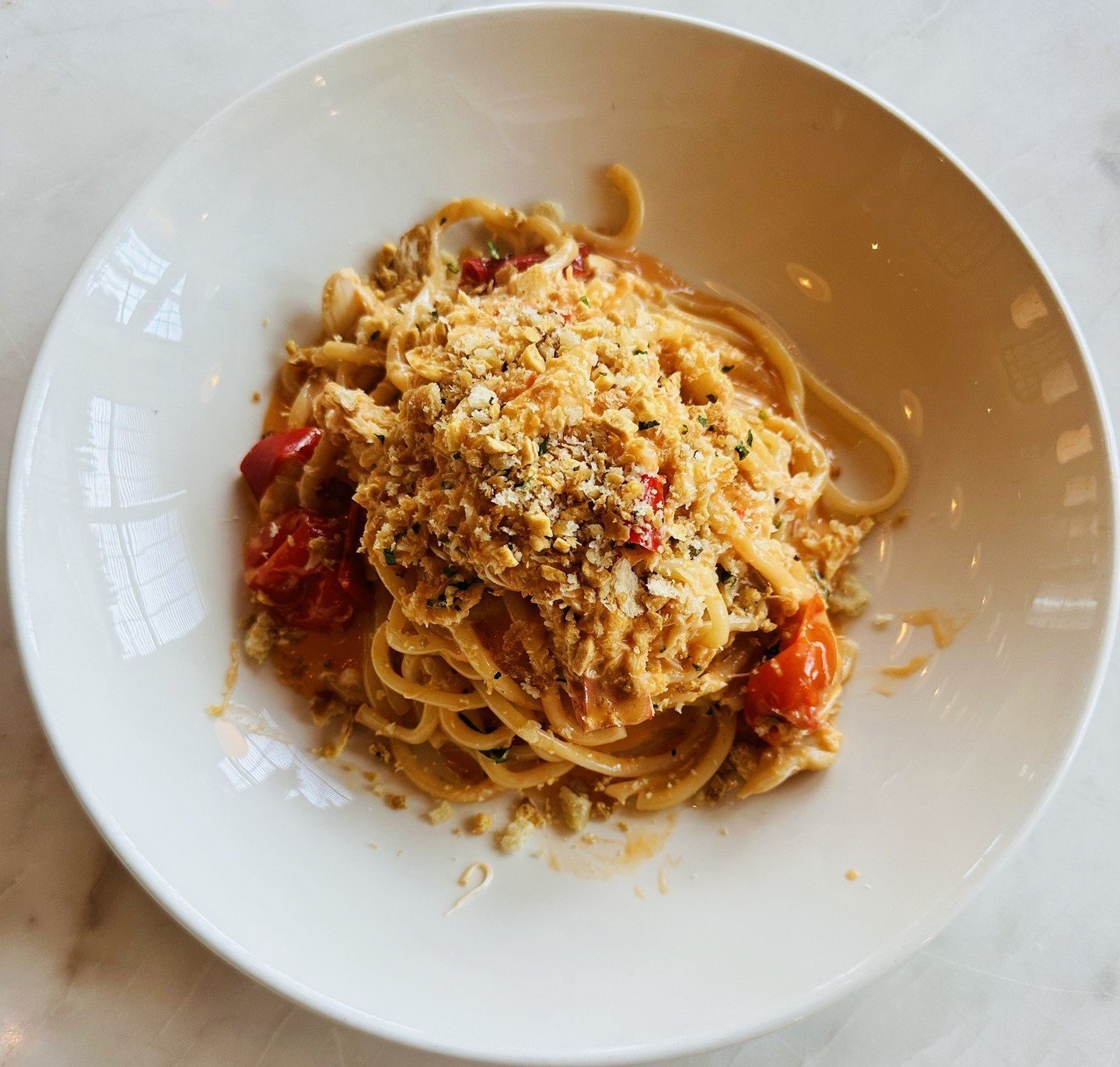 ⁠Spicy Crab Bucatini at Branch Line in Watertown may look like just another delicious bowl of pasta, but there's a serious sustainability story inside... green crab broth. ⁠
⁠
Says Chef ⁠Michael Morway: &quot;I love using green crabs because they are
