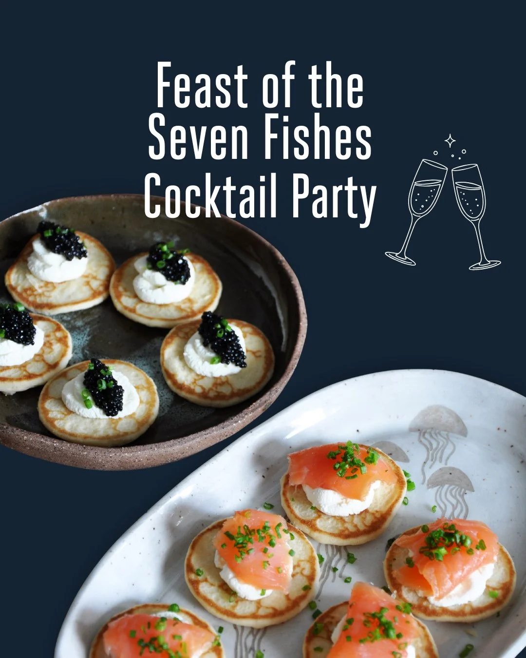 'Tis the season for entertaining. A Feast of the Seven Fishes extravaganza is on many home cooks' wish list. Turn the traditional meal into cocktail party bites for an impressive spread that leaves the host with enough time to enjoy themselves.⁠
⁠
Li