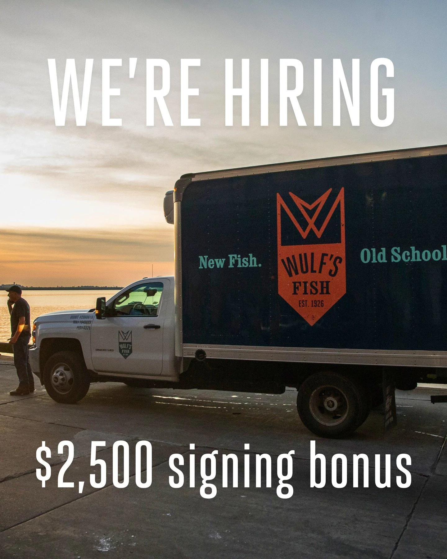 WE'RE HIRING! Get a $2,500 signing bonus. ⁠
⁠
We're looking for:⁠
- Drivers⁠
- Warehouse Associates⁠
- Production⁠
⁠
Join our team. Email us at jobs@wulfsfisfh.com to apply.