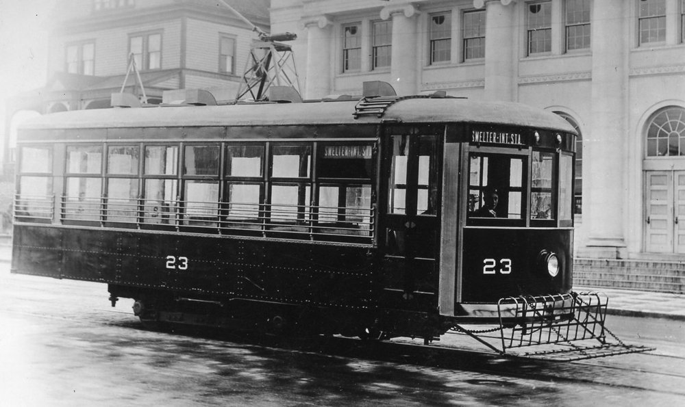  Streetcar that operated between a smelter in the Delta neighborhood and the Interurban Station at Colby Ave &amp; Pacific Ave.  Photo from 1918. 