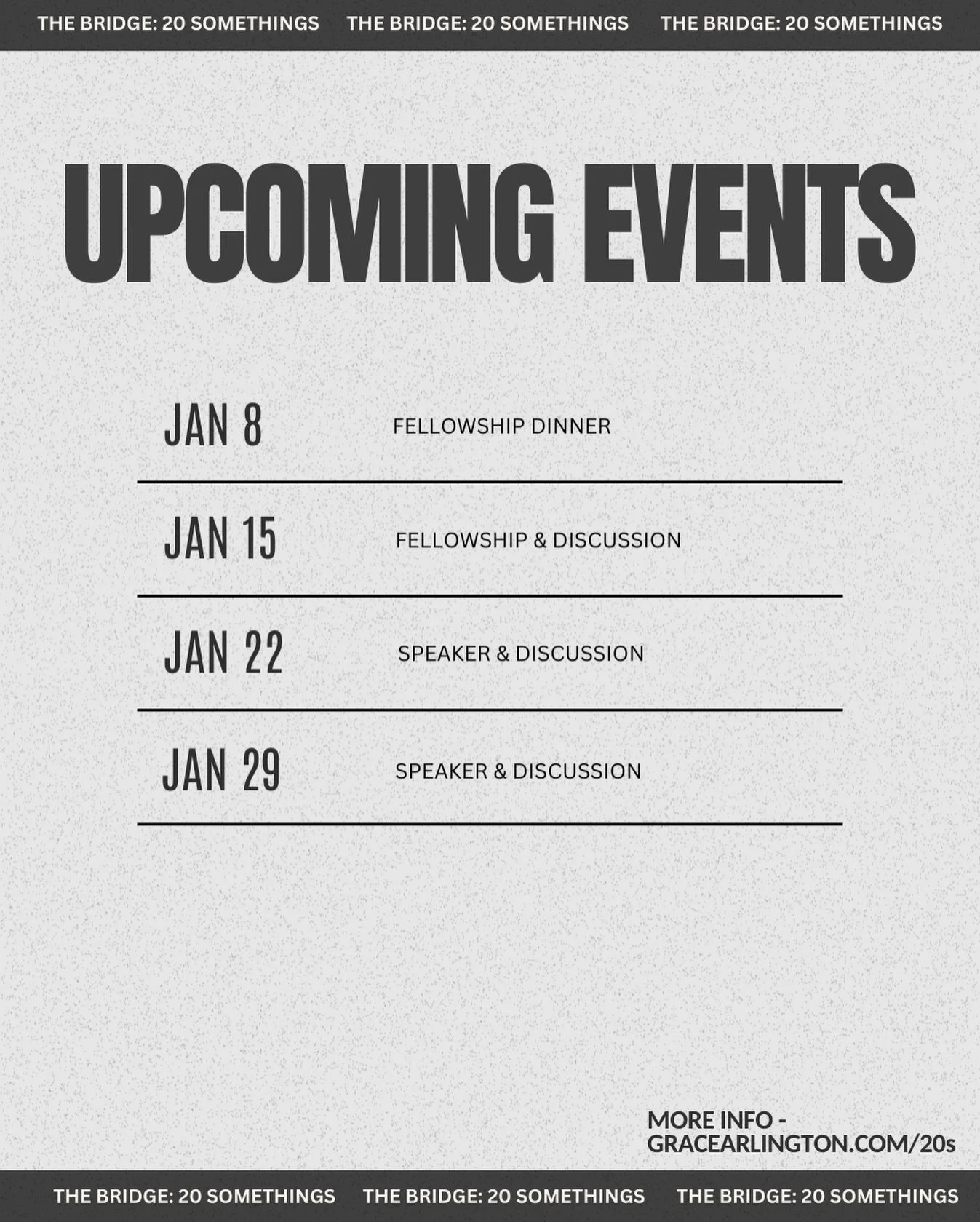 🌟JANUARY SCHEDULE!!🌟
Excited to get going consistently again!! Come join us for The Bridge if you&rsquo;re looking for good community in 2026!!!