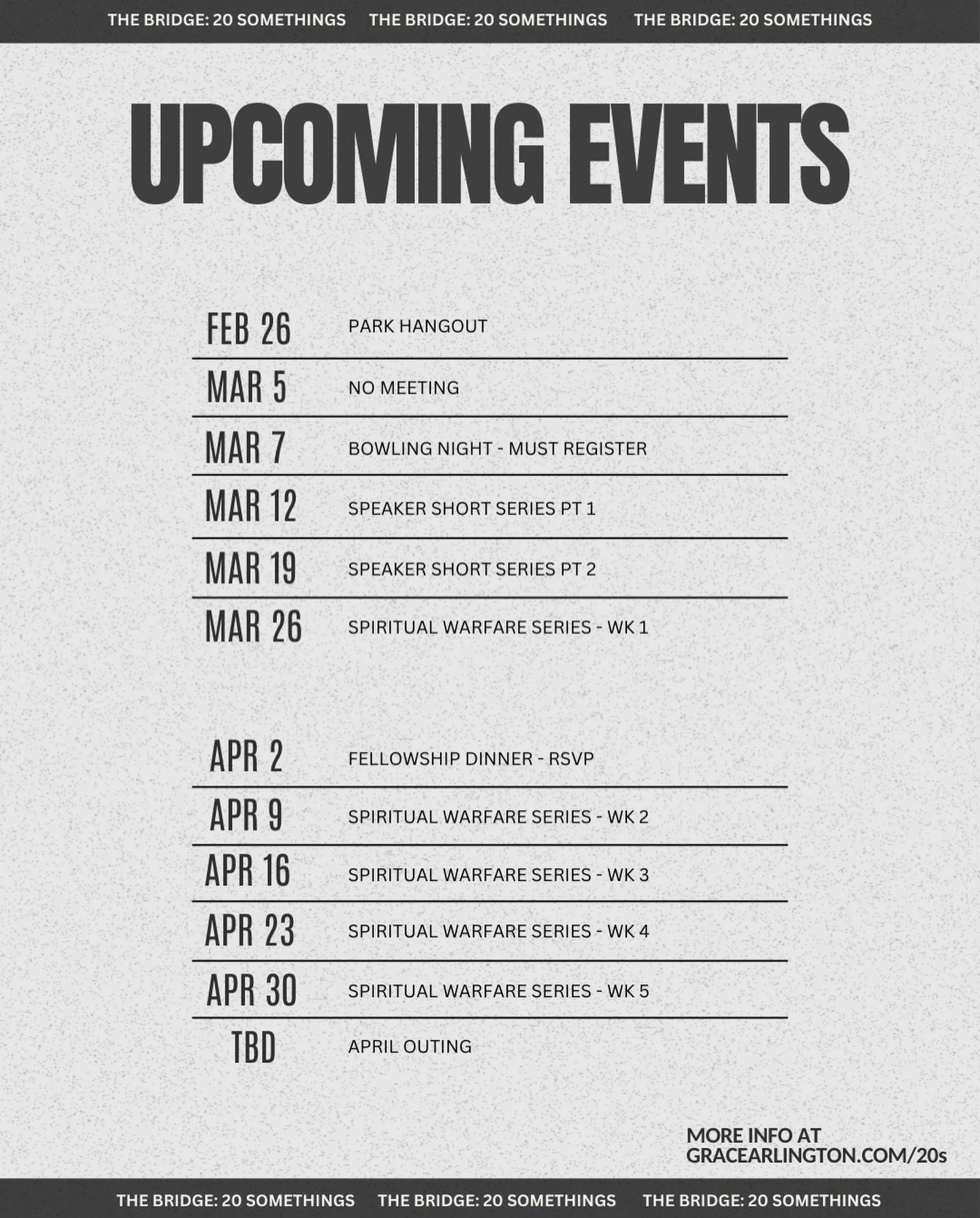 We hope to see you tonight!!!! We will meet at our house first &amp; then head over to the park together - we will have some outdoor games set up and an area to sit and hangout also!! 

+ MARK YOU CALENDARS!!! We have some exciting things coming up &